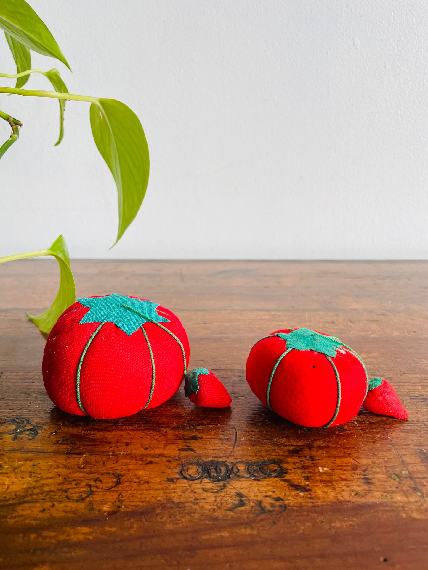 Red Tomato with Strawberry Pincushions - Set of 2