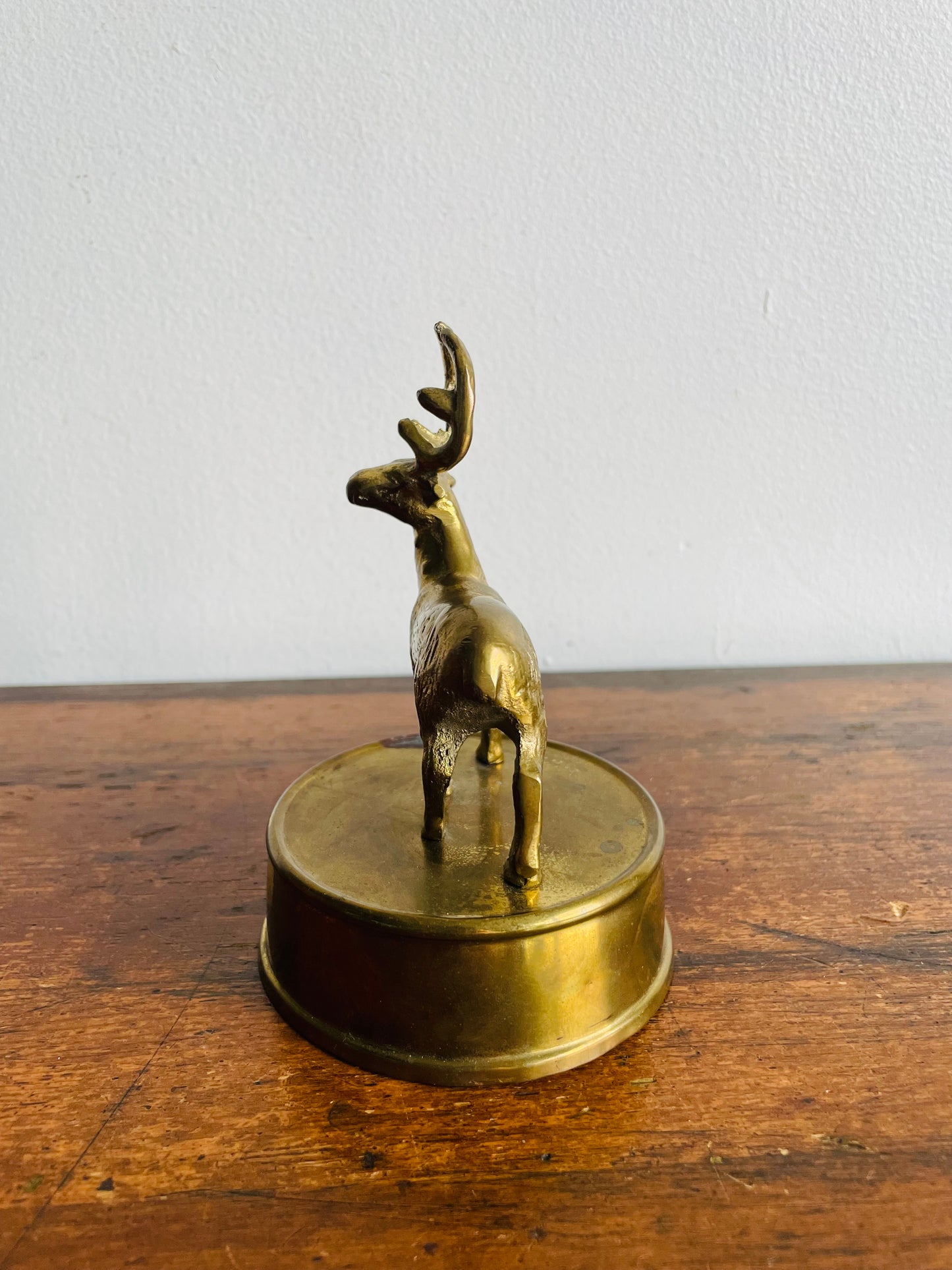 Solid Brass Reindeer on Pedestal