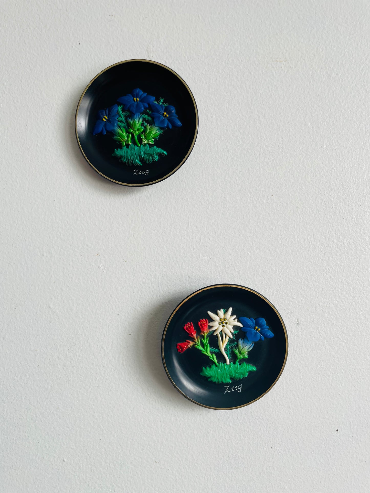 Black Floral Wall Hanging Plates from Zug Switzerland