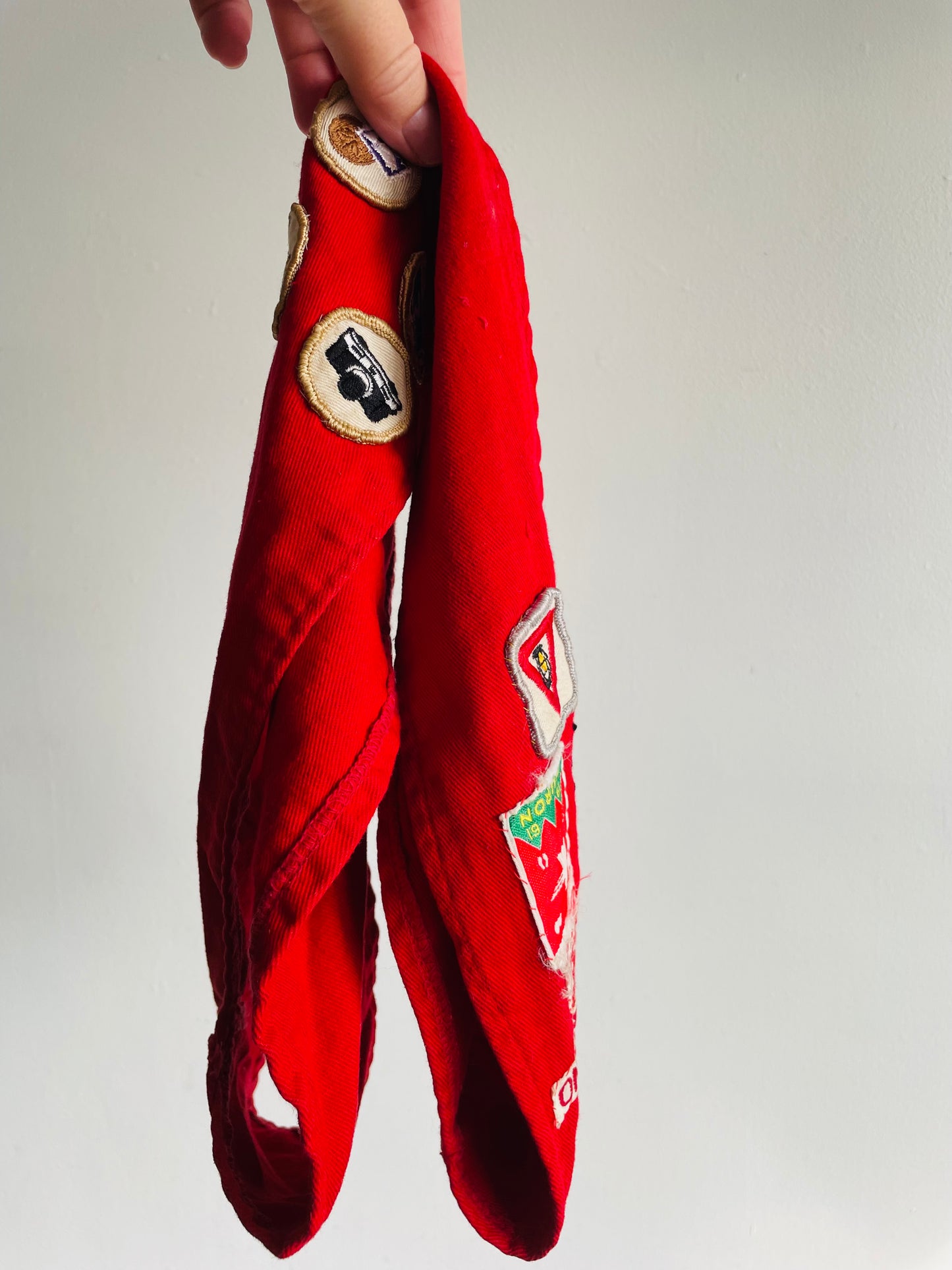 1960s Boy Scouts of Canada Red Merit Badge Sash with 7 Patches - 1st Mount Bruno Iroquois