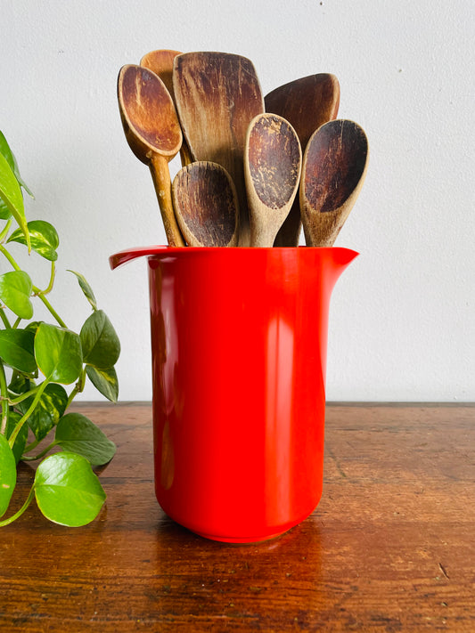 Vintage Rosti Denmark Orange Red Melamine Utensil Holder Caddy #2511 - Erik Lehmann Design - Made in Denmark