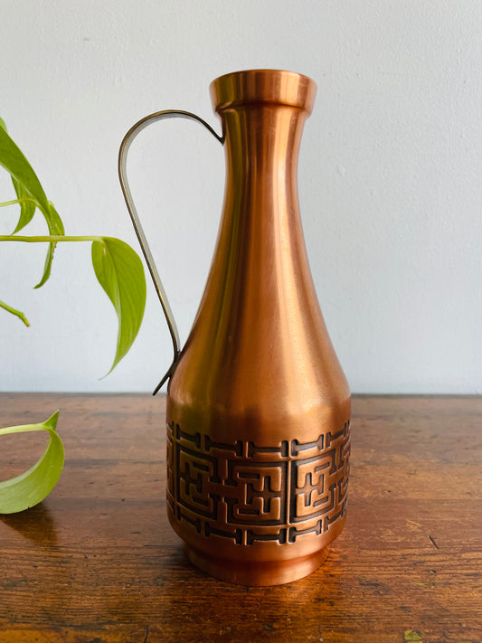 Frieling Zinn West German Copper Pitcher Vase with Handle