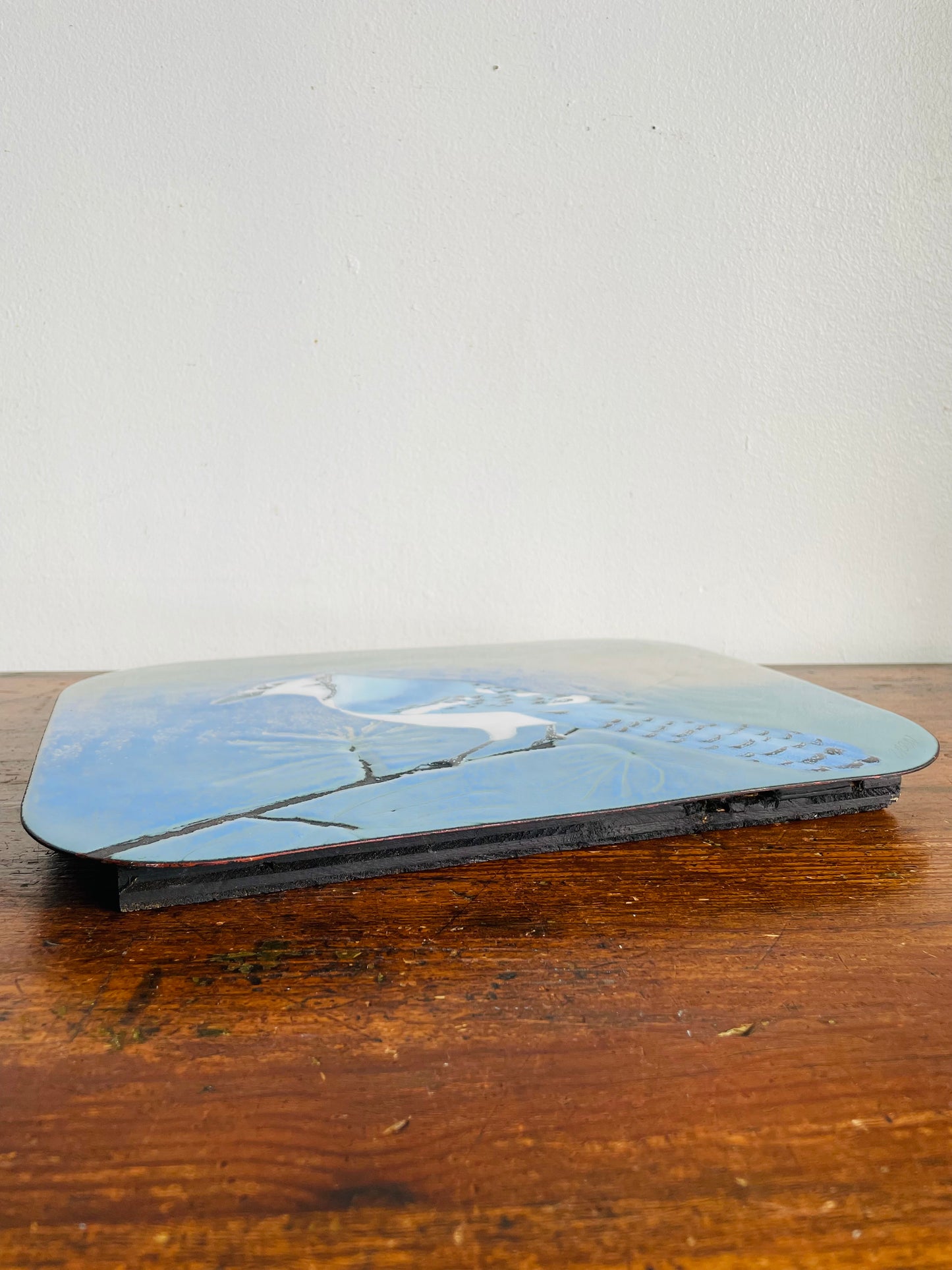 Vintage Hand Enamel on Copper Wall Plaque Picture - Signed by Canadian Artist B. E. Eren - Blue Jay Bird - Made in Canada