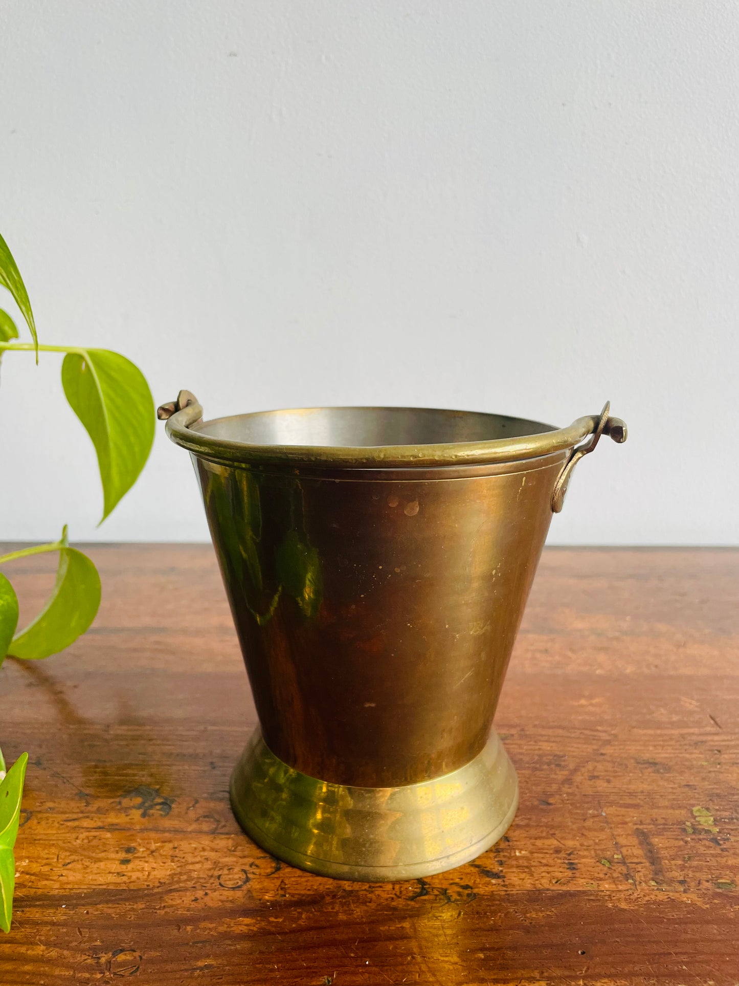 Heavy Brass Planter Pot Bucket with Handle