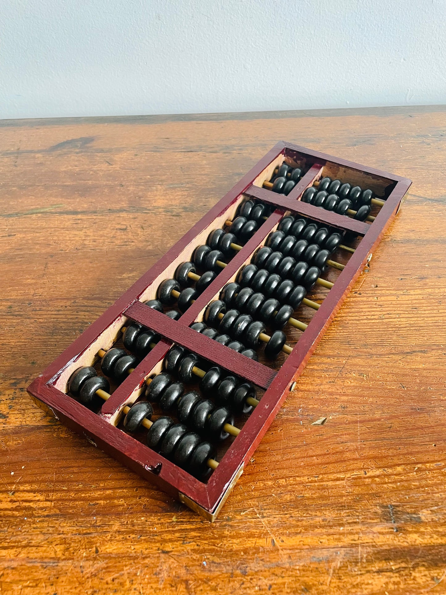 Wood Abacus Counting Beads with Frame & Brass Hardware