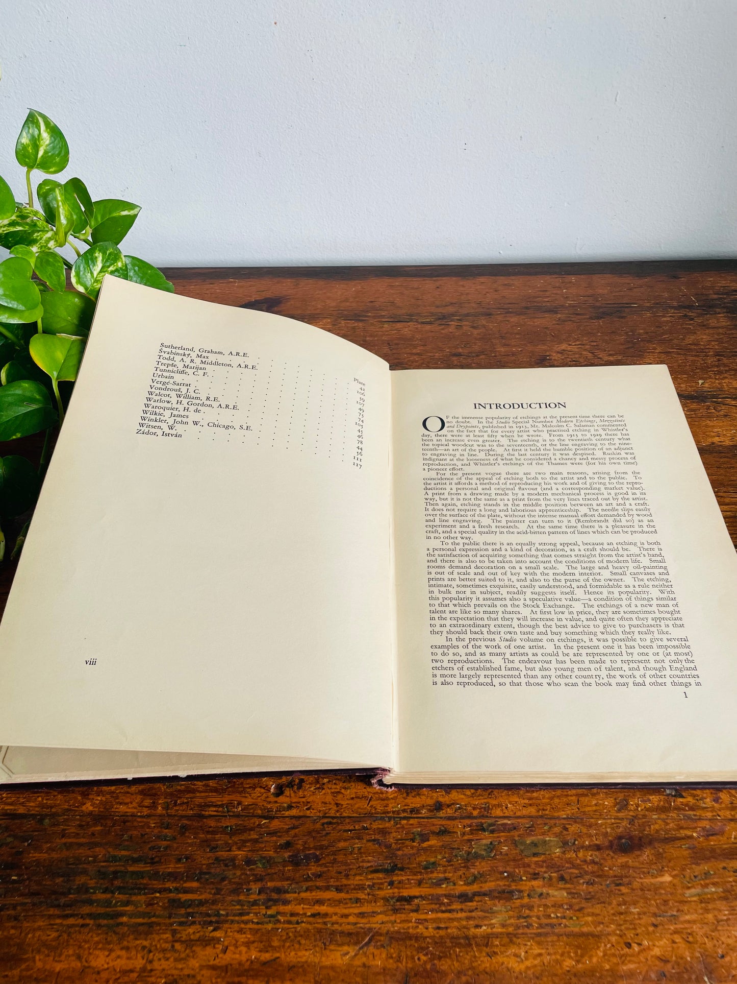 Vintage Etchings of Today Hardcover Art Book with 120 Plate Photogravure Pictures (1930s) Printed & Engraved in Great Britain by Herbert Reiach Ltd.