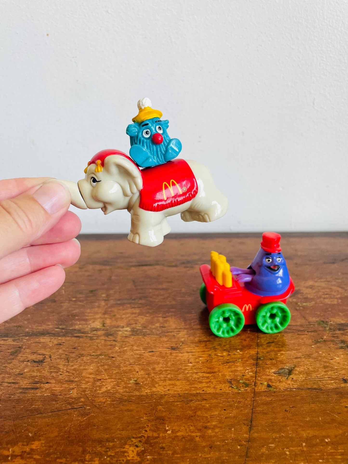 Vintage 1989 McDonald's Happy Meal Toy Bundle - Circus Parade Series - Blue Fry Guy & Grimace