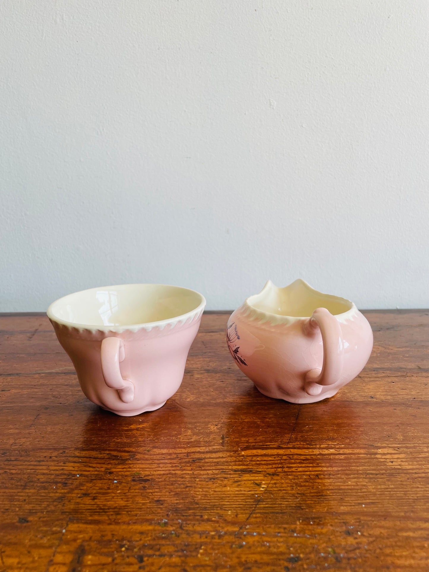 Harkerware Pink Corinthian Tea Cup & Creamer Set - 2 Pieces - Made in USA