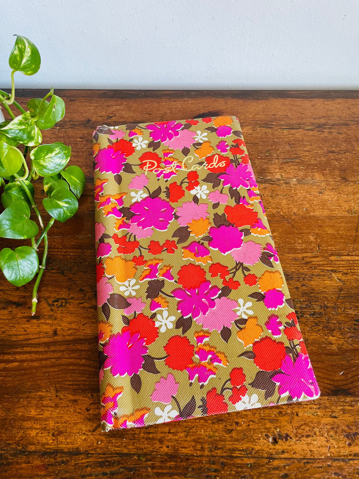 Vintage Groovy Flower Power Postcard Photo Album Scrapbook with Bright & Fun Floral Design - Made in Hong Kong - As-Is