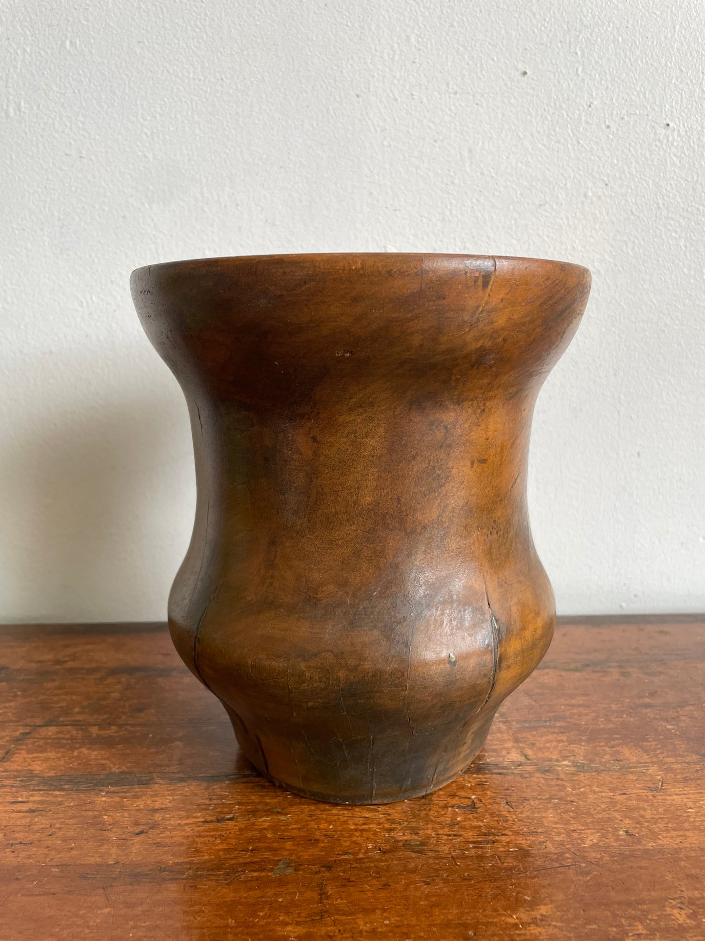 Vintage Handmade Wood Turned Vase - Made from a Single Piece of Wood