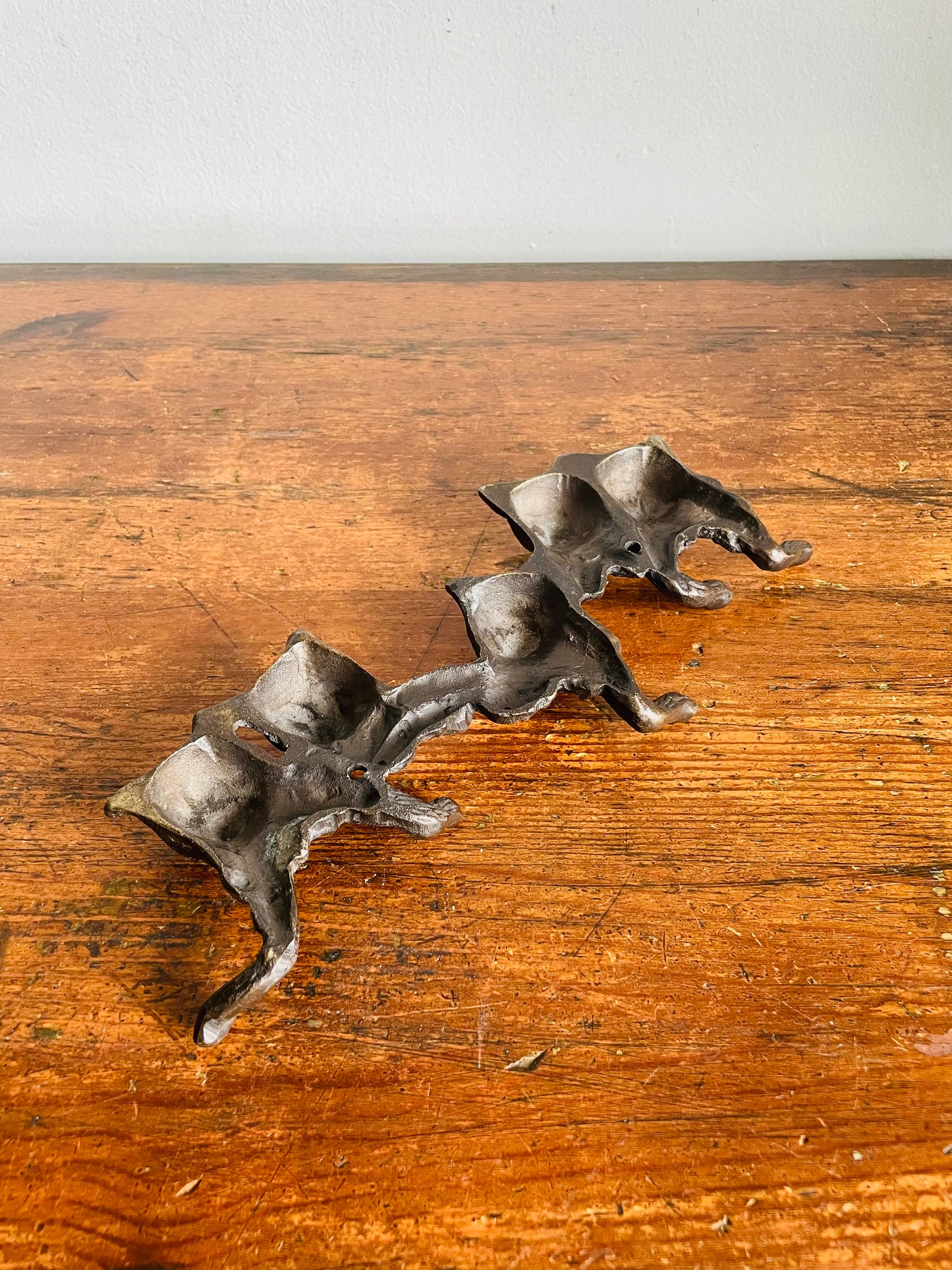 Vintage Solid Brass Kitten Cats Wall Hook Hanger or Key Rack