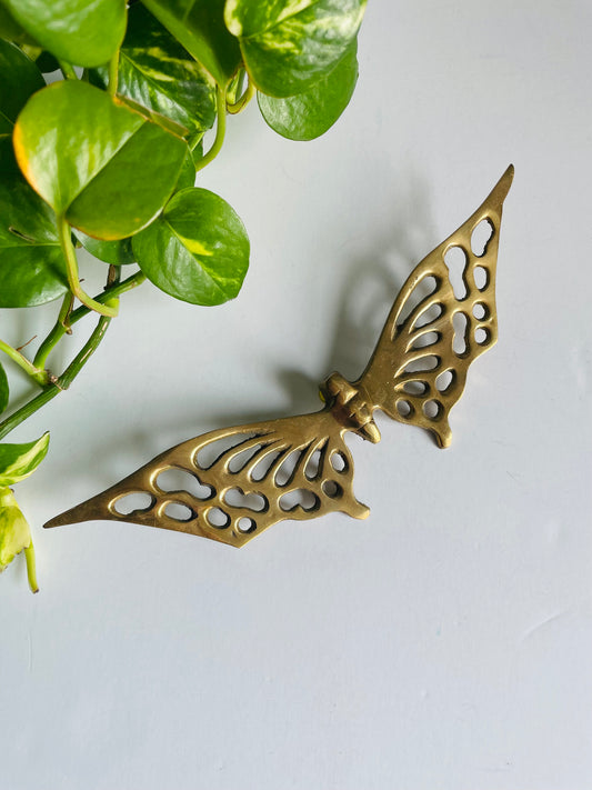 Vintage Solid Brass Wall Hanging Decorative Butterfly Figurine - Small Size - 8” Wingspan