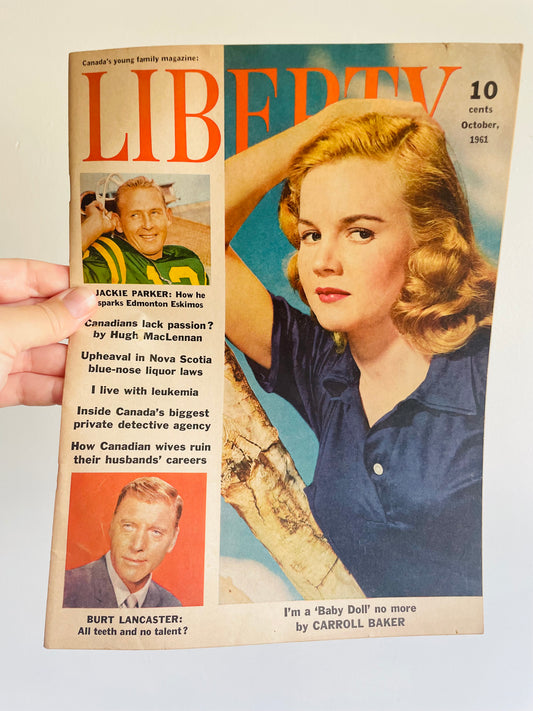 Liberty Magazine - Carroll Baker on Cover - October 1961