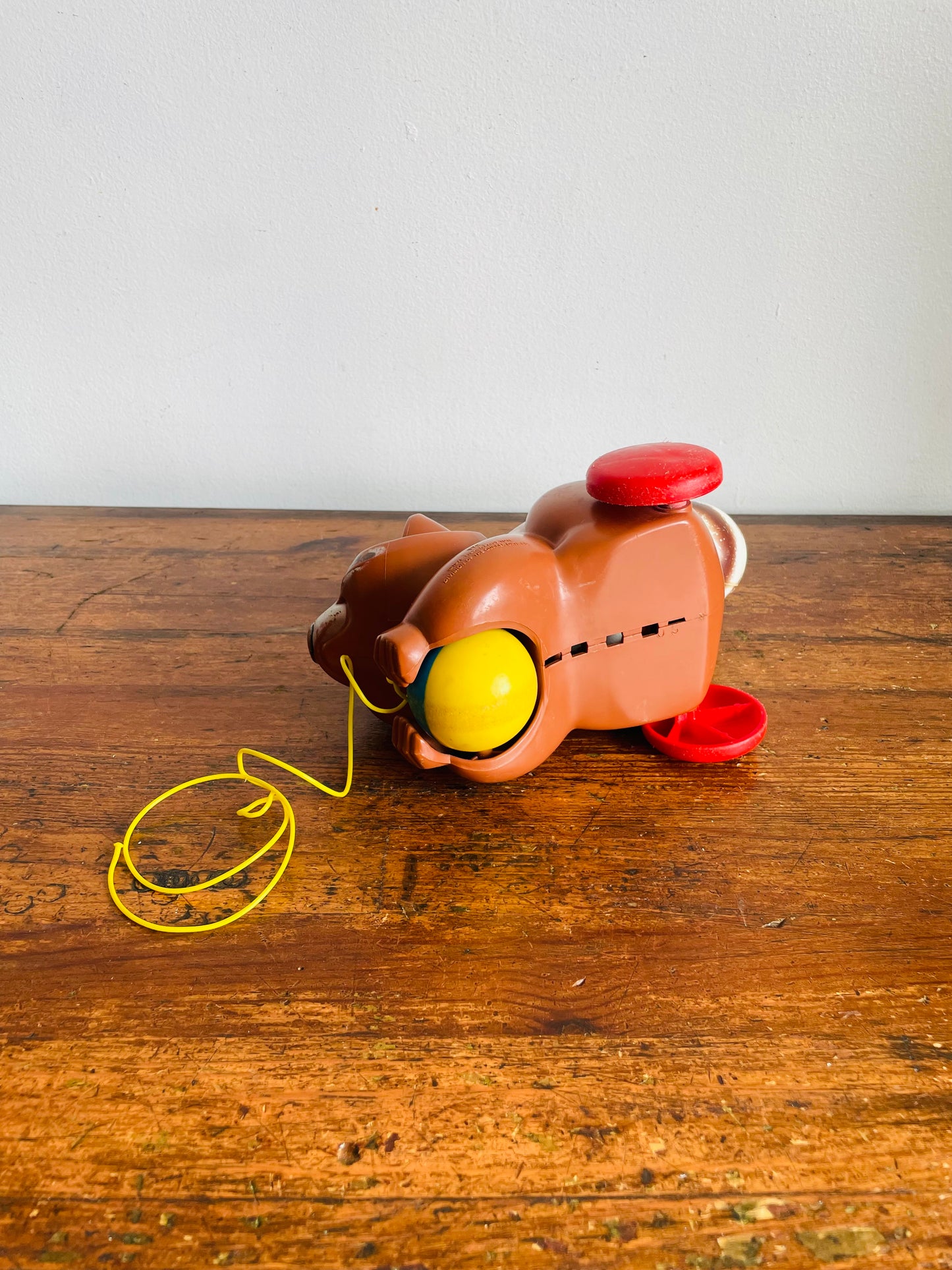 Vintage 1979 Fisher Price #172 Roly Raccoon Pull Toy