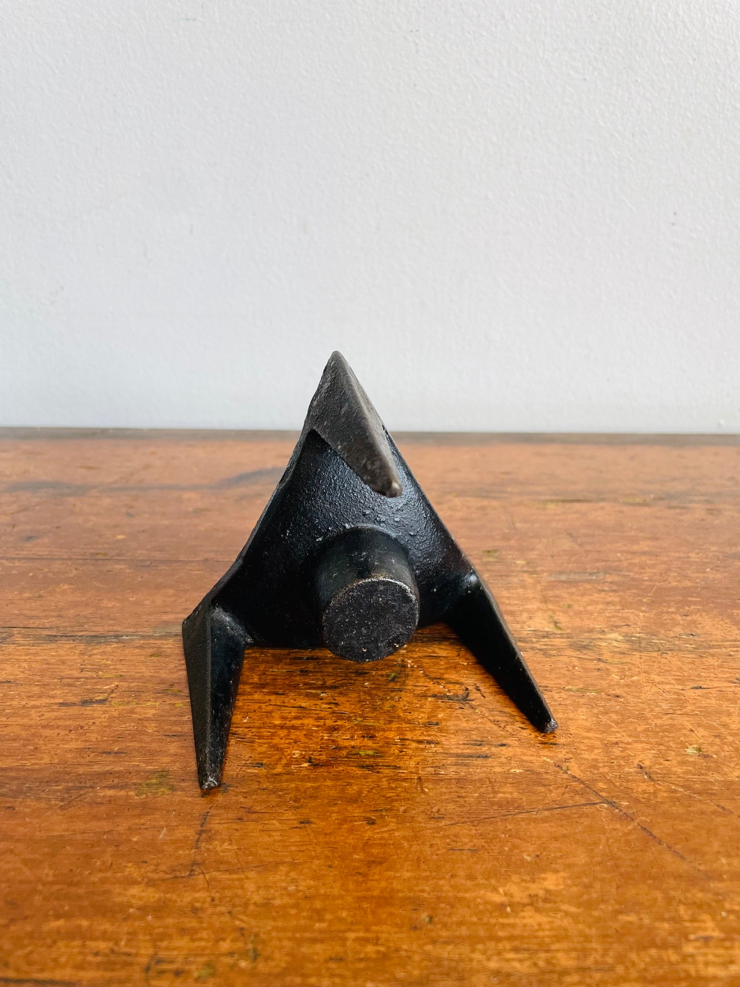 Vintage Mid-Century Modern Scandinavian Style Tripod Black Cast Iron Candle Holder