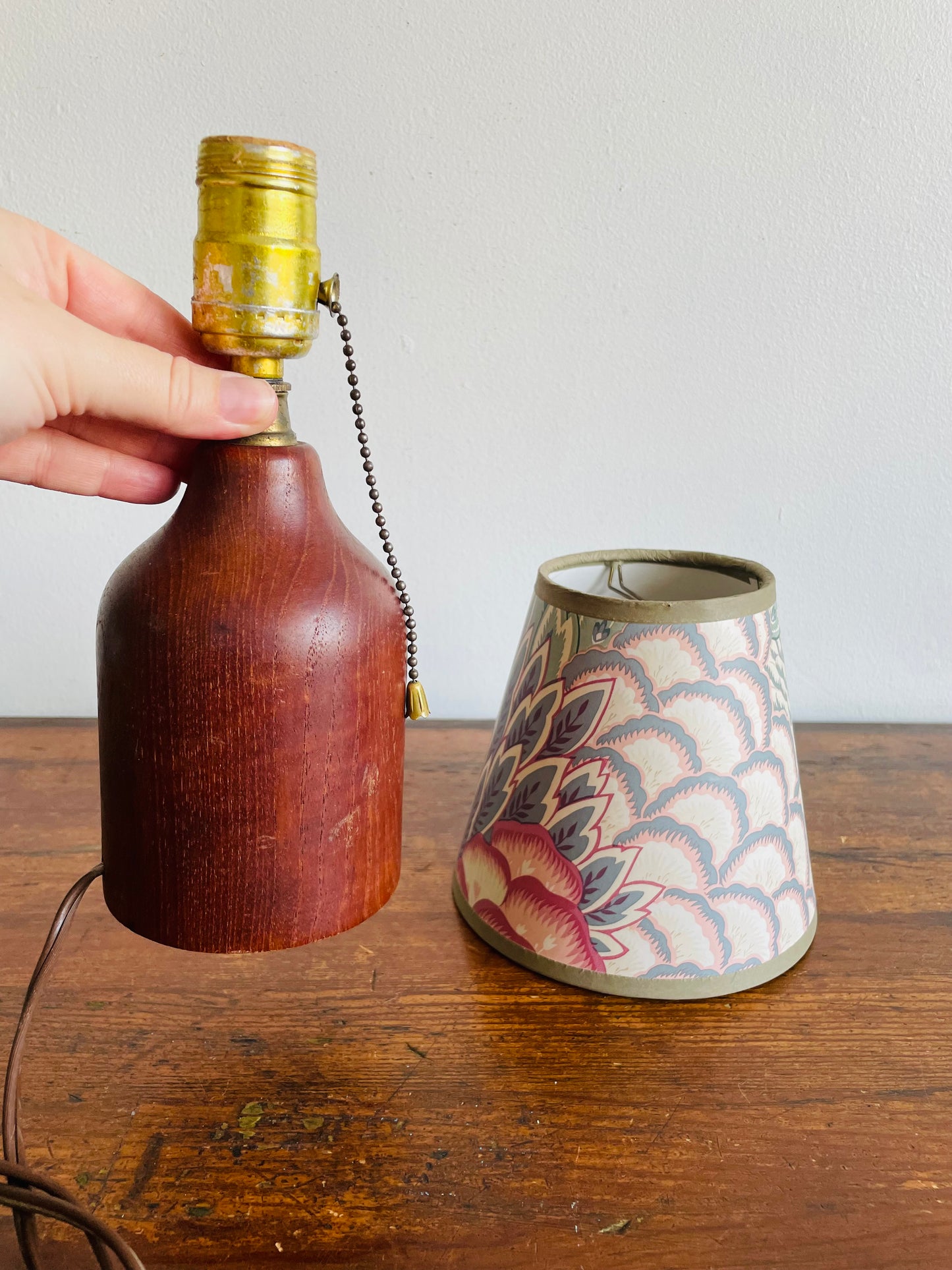 Small Mid-Century Modern Teak Wood Table Lamp