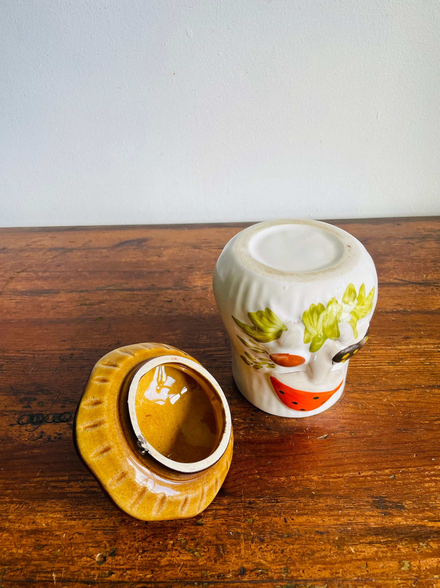 Vintage Medium Laurentian Pottery Merry Mushroom Kitchen Canister Jar with Lid - Made in Canada