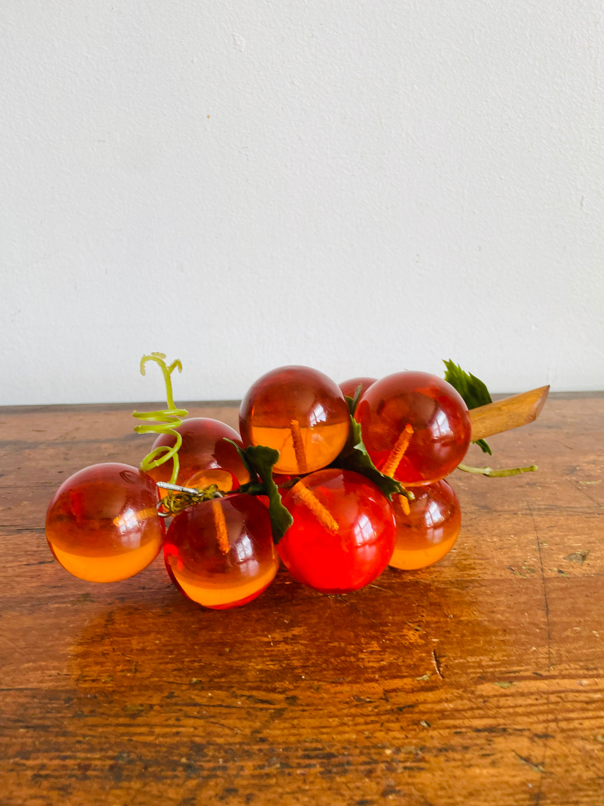 Vintage Mid-Century Modern Orange Amber Lucite Cluster of Grapes