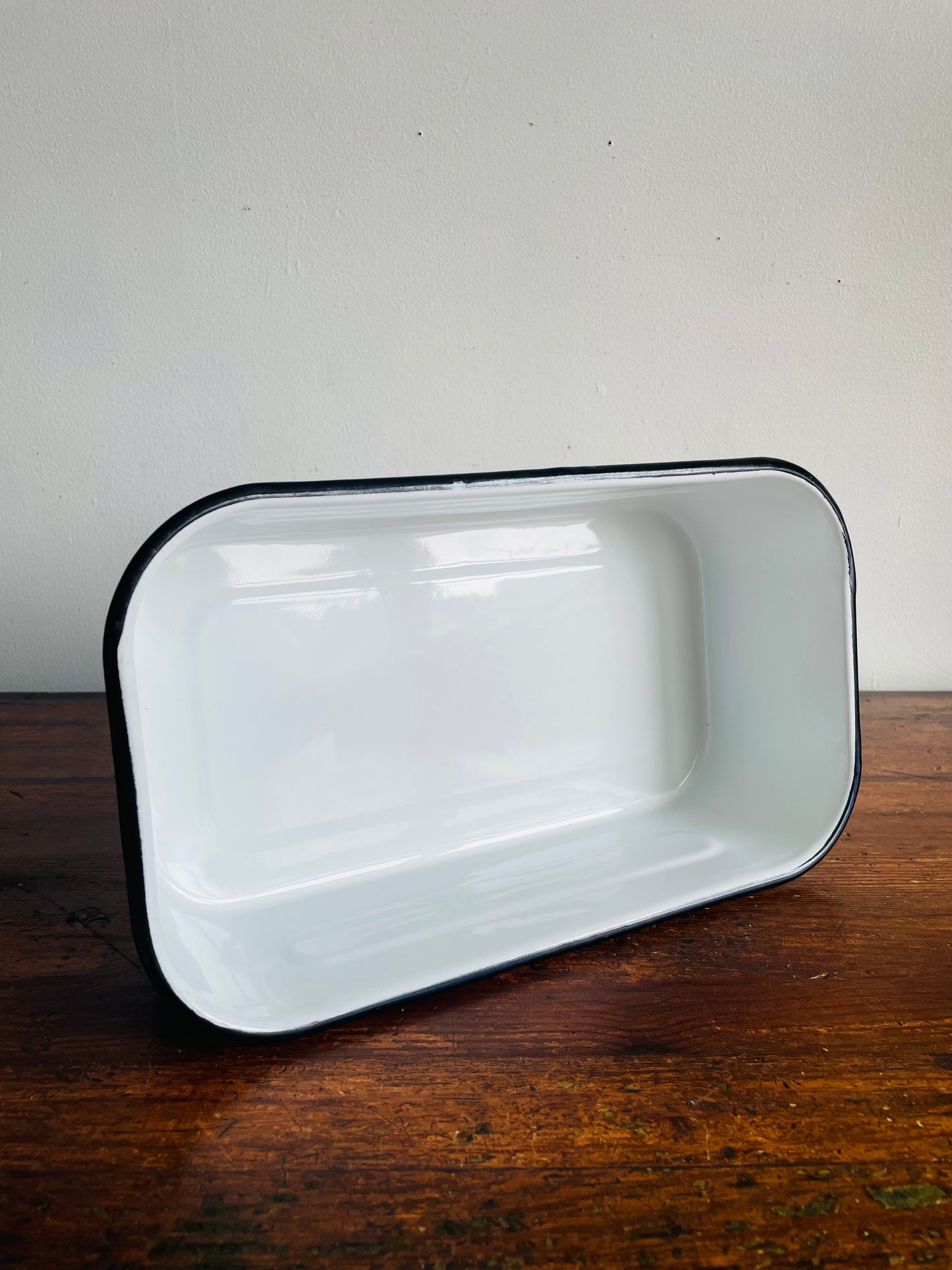 Vintage White with Black Trim GSW Opal Enamelware Refrigerator Box with Lid - Made in Canada by General Steel Wares Limited