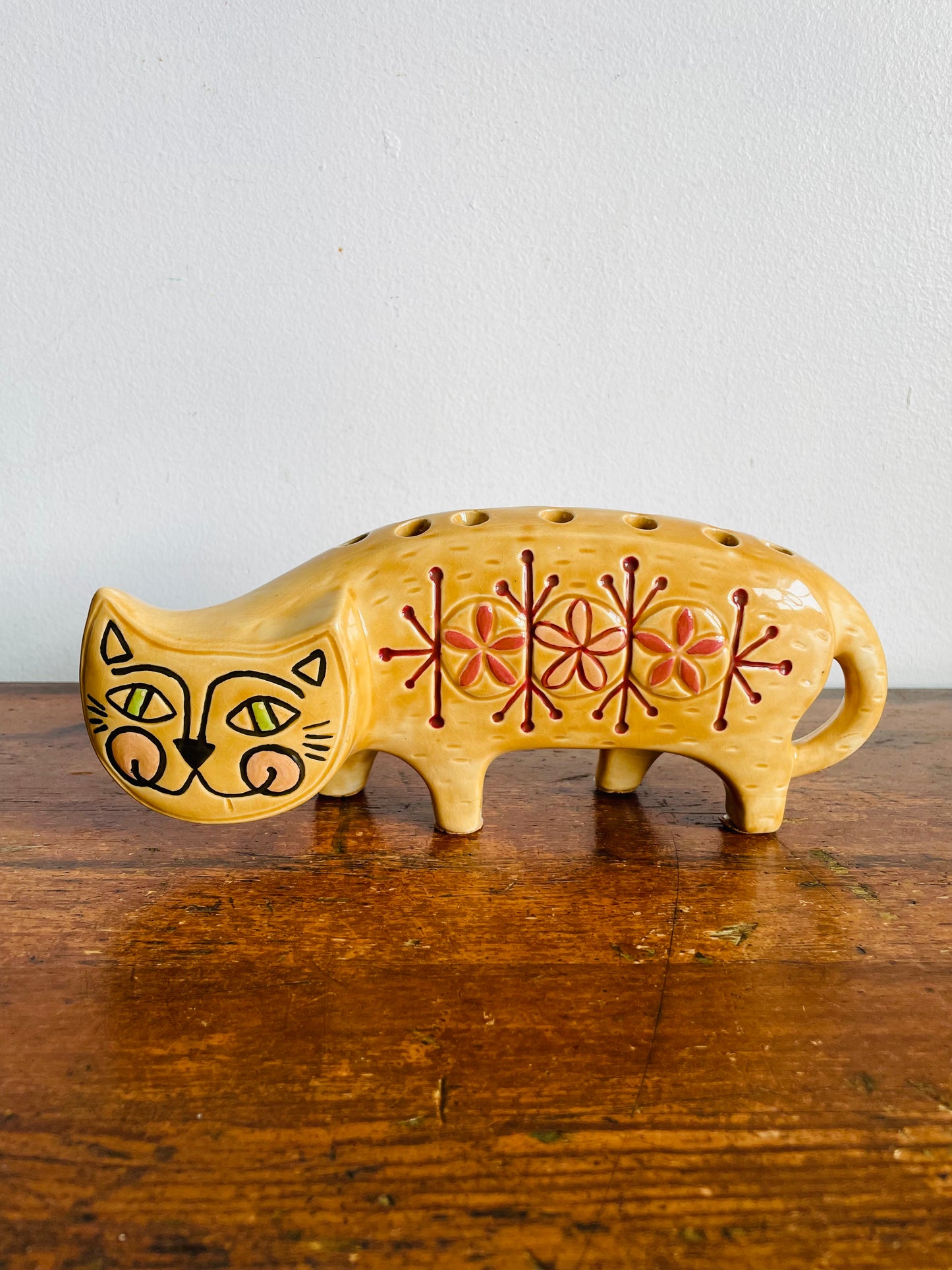 Vintage 1960s Super Fun Ceramic Cat Holder - Lisa Larson Style - Holds Pencils, Paintbrushes, Bud Vase, Etc.