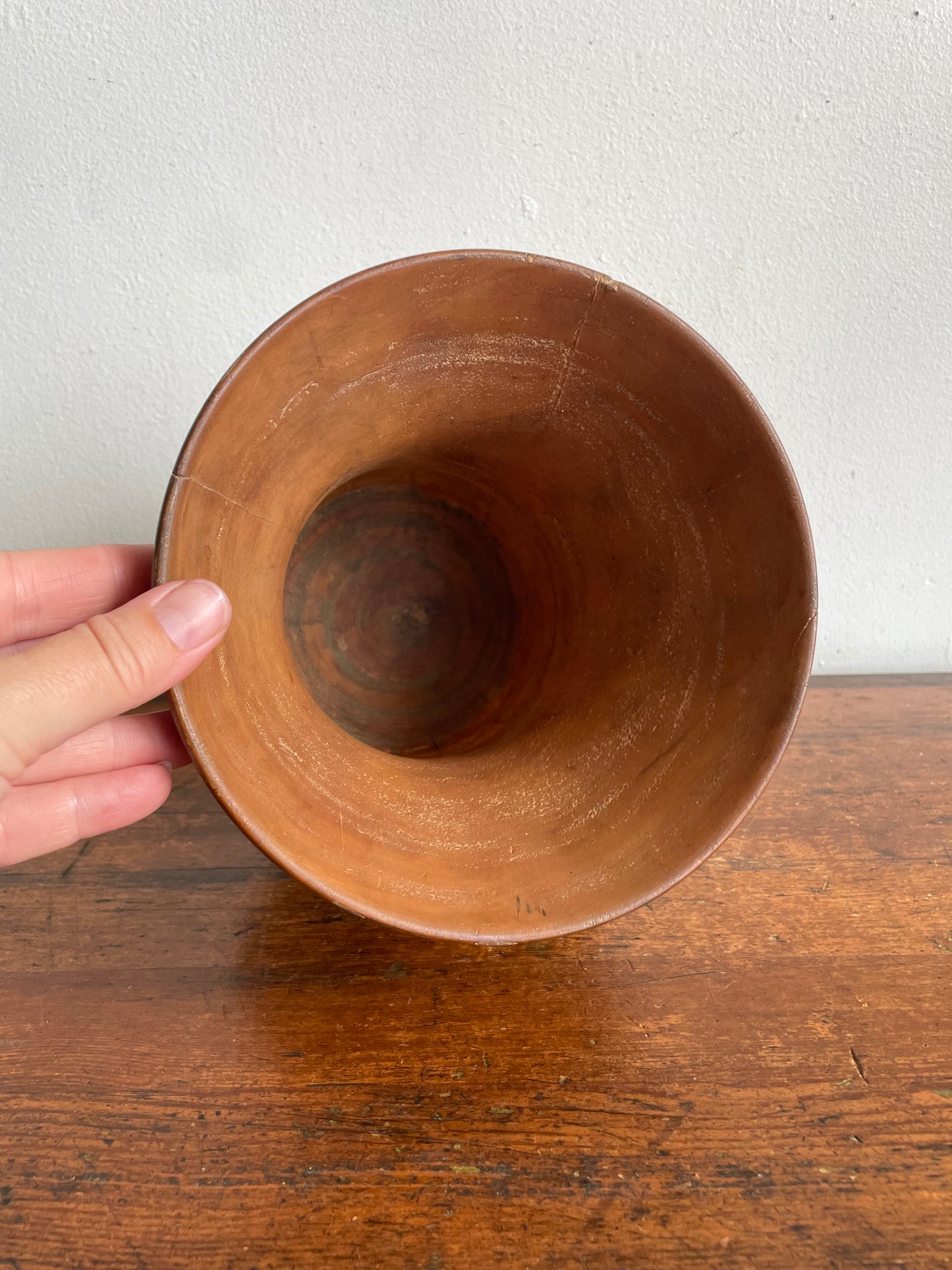 Vintage Handmade Wood Turned Vase - Made from a Single Piece of Wood