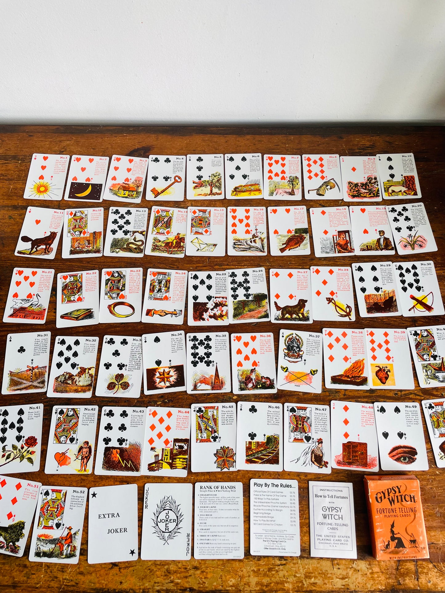 Vintage Gypsy Witch Fortune Telling Playing Cards with Instructions