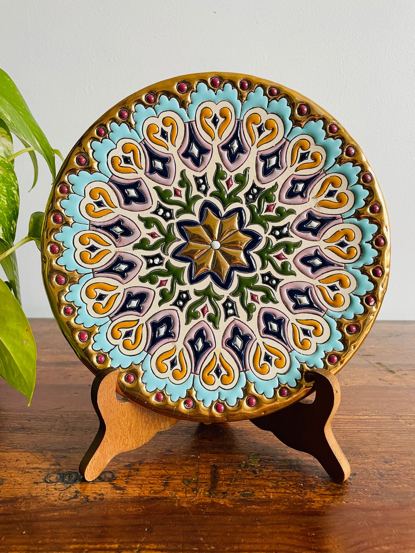 Handmade Wall Hanging Plate - Ceramicas Sevilla Spain Limited Editions - Decorated with 24 Karat Gold & Enamel