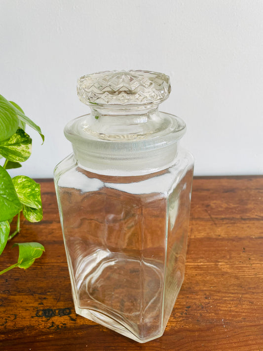 Giant Heavy & Solid Clear Glass Pharmacy or Candy Store Apothecary Jar with Lid