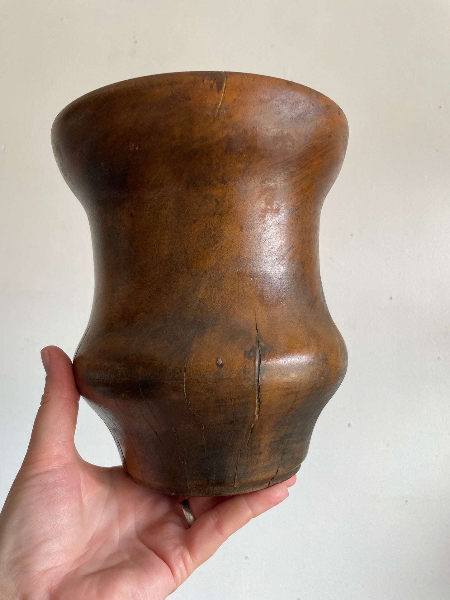 Vintage Handmade Wood Turned Vase - Made from a Single Piece of Wood