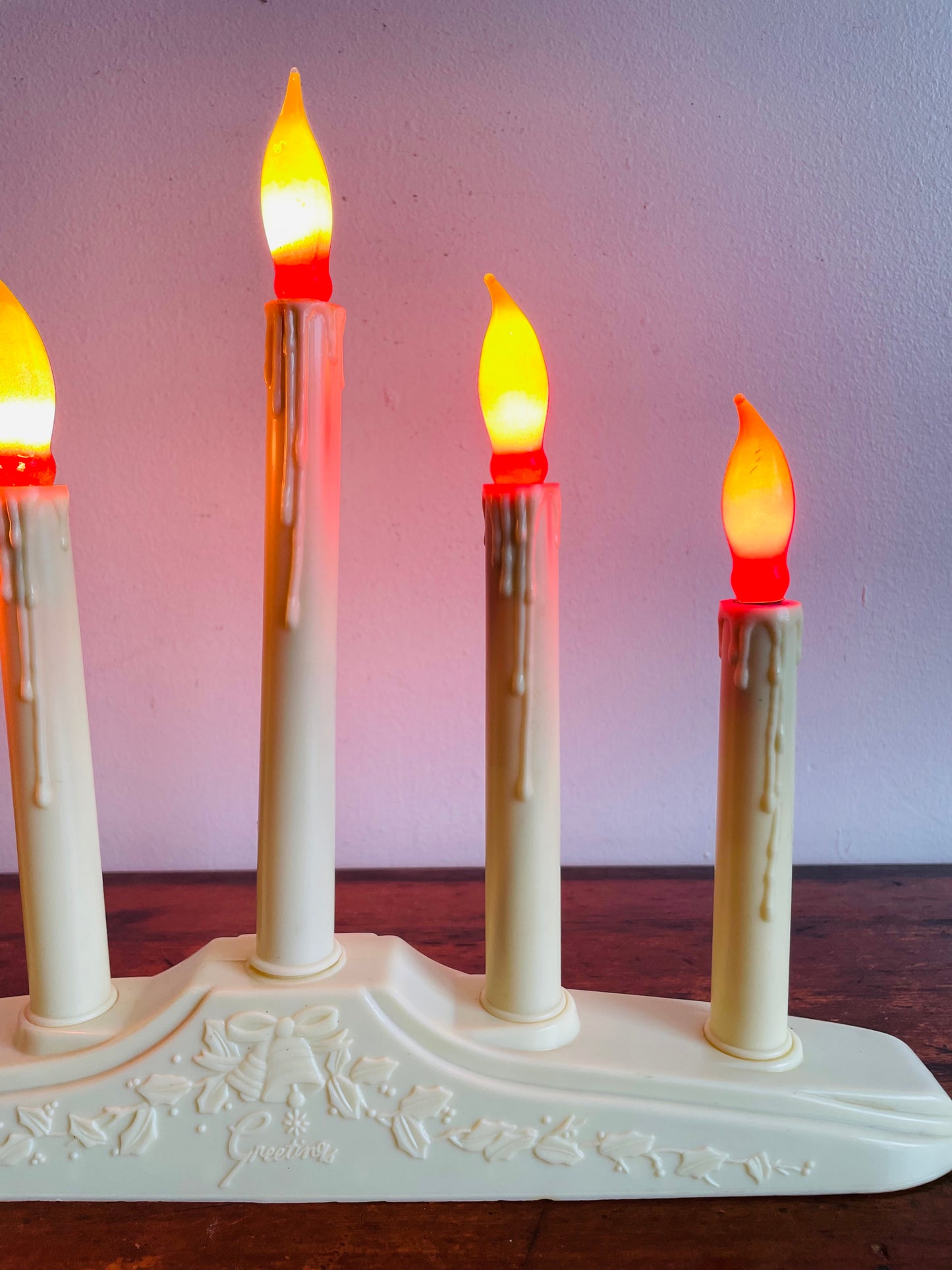 Christmas Window Candolier Electric Five Branch Candle with Red Flames