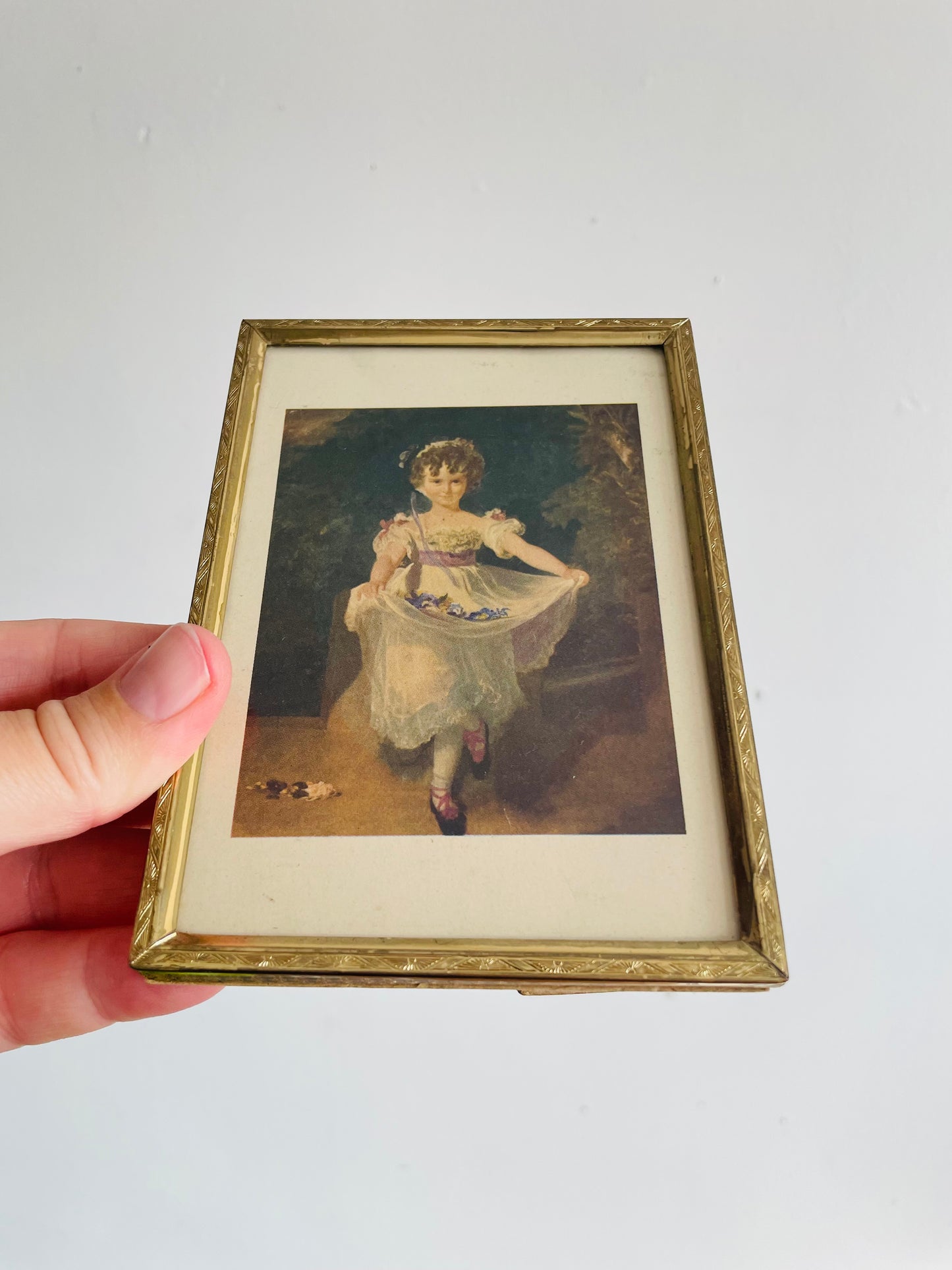 Vintage Collection of Brass Picture Frames with Easel Backs - Set of 4 - One Also Has Hook for Hanging