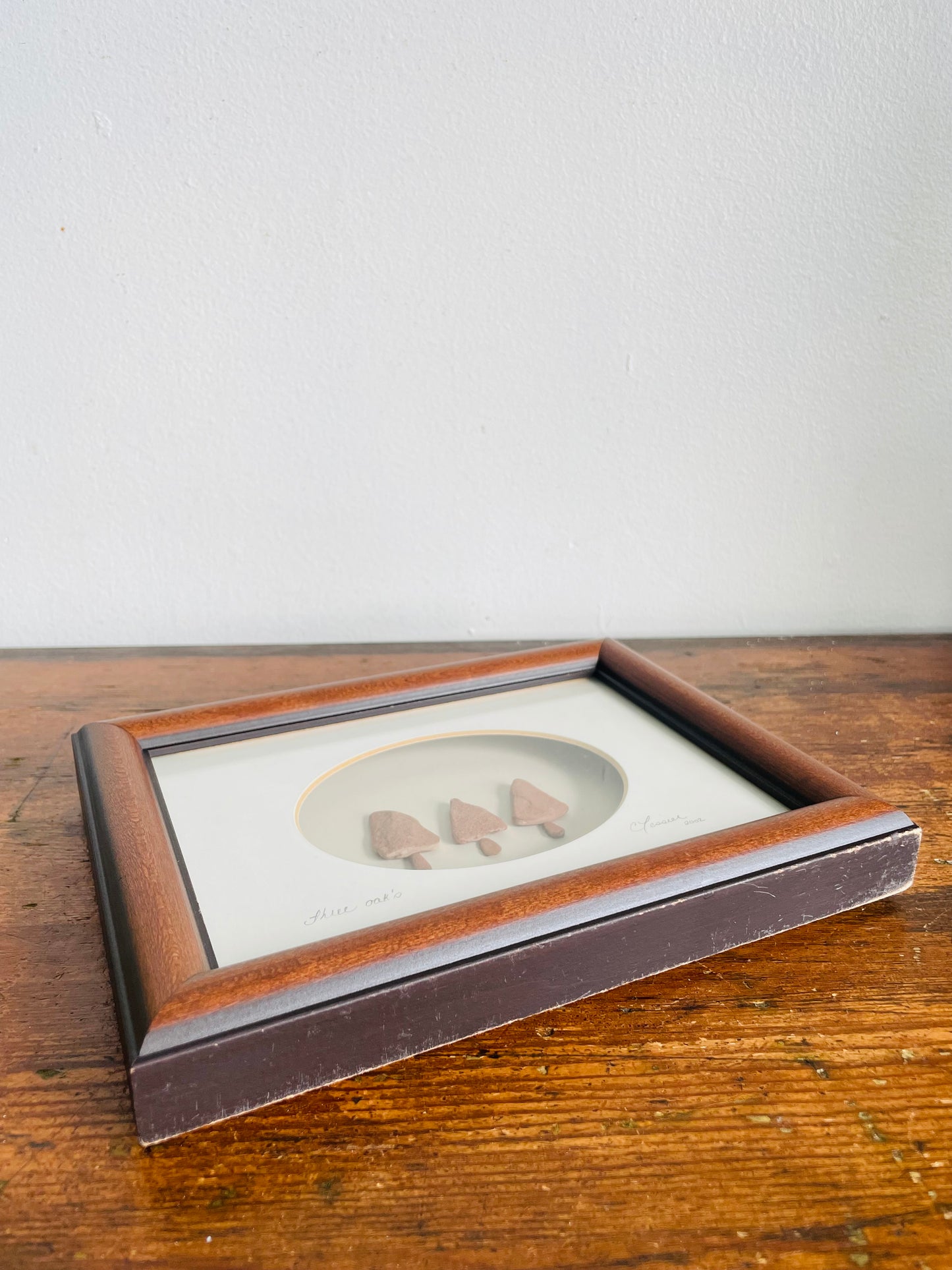 Vintage Shadowbox Framed Sandstone Rocks - Nature Art from Prince Edward Island - Three Oaks - Artist Signed Crystal Tessier 2002 - Picture #5
