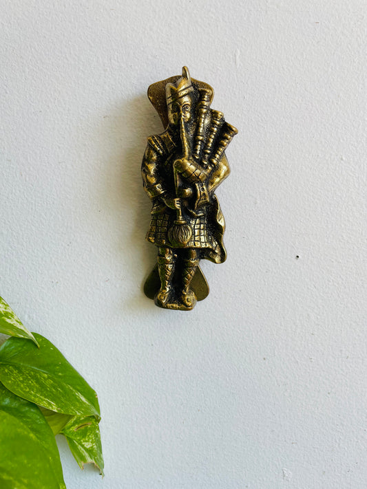 Solid Brass Scottish Bagpiper Door Knocker - Made in England