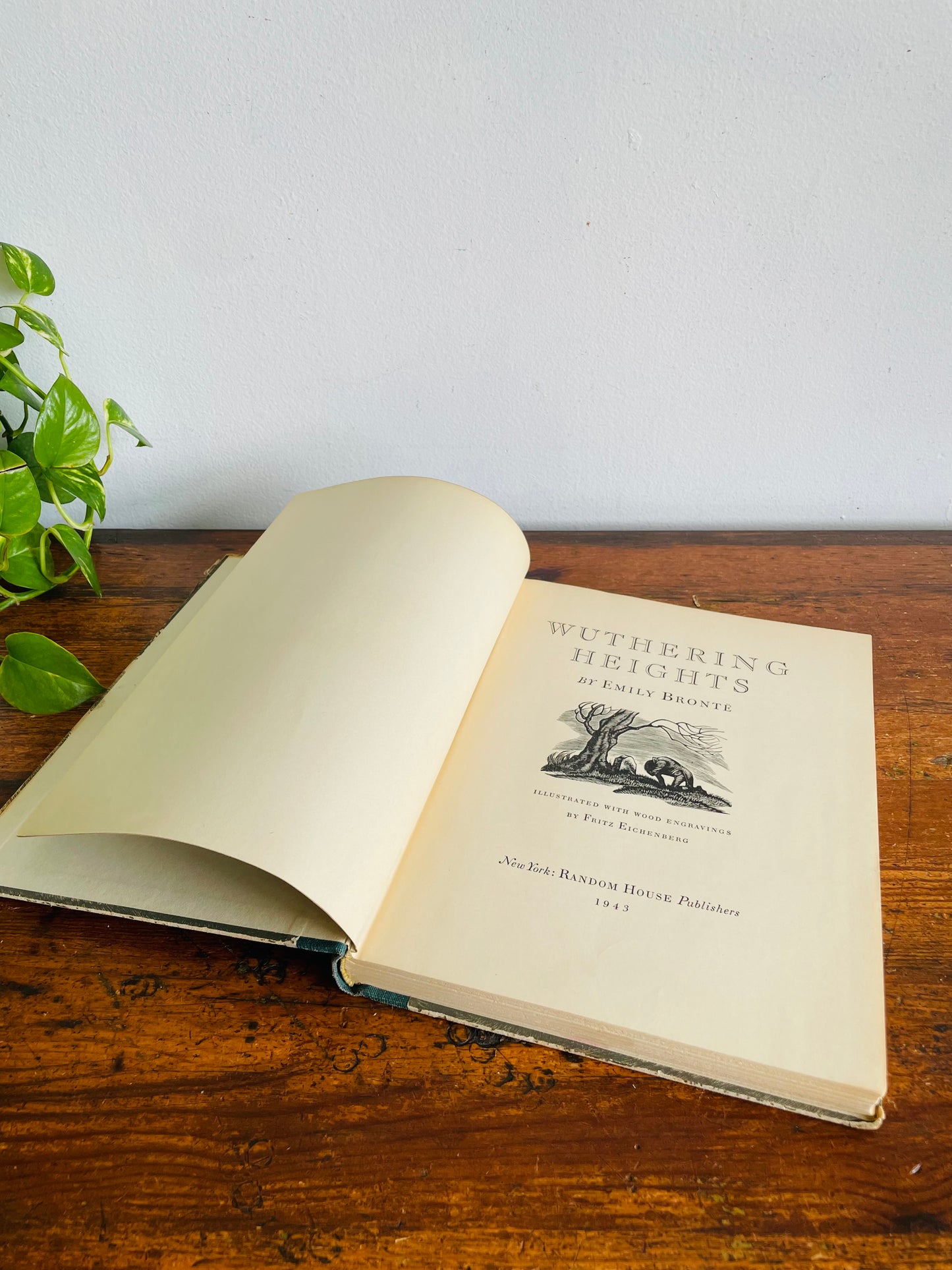 Vintage Wuthering Heights Hardcover Book by Emily Brontë & Illustrations from Wood Engravings by Fritz Eichenberg (1943)