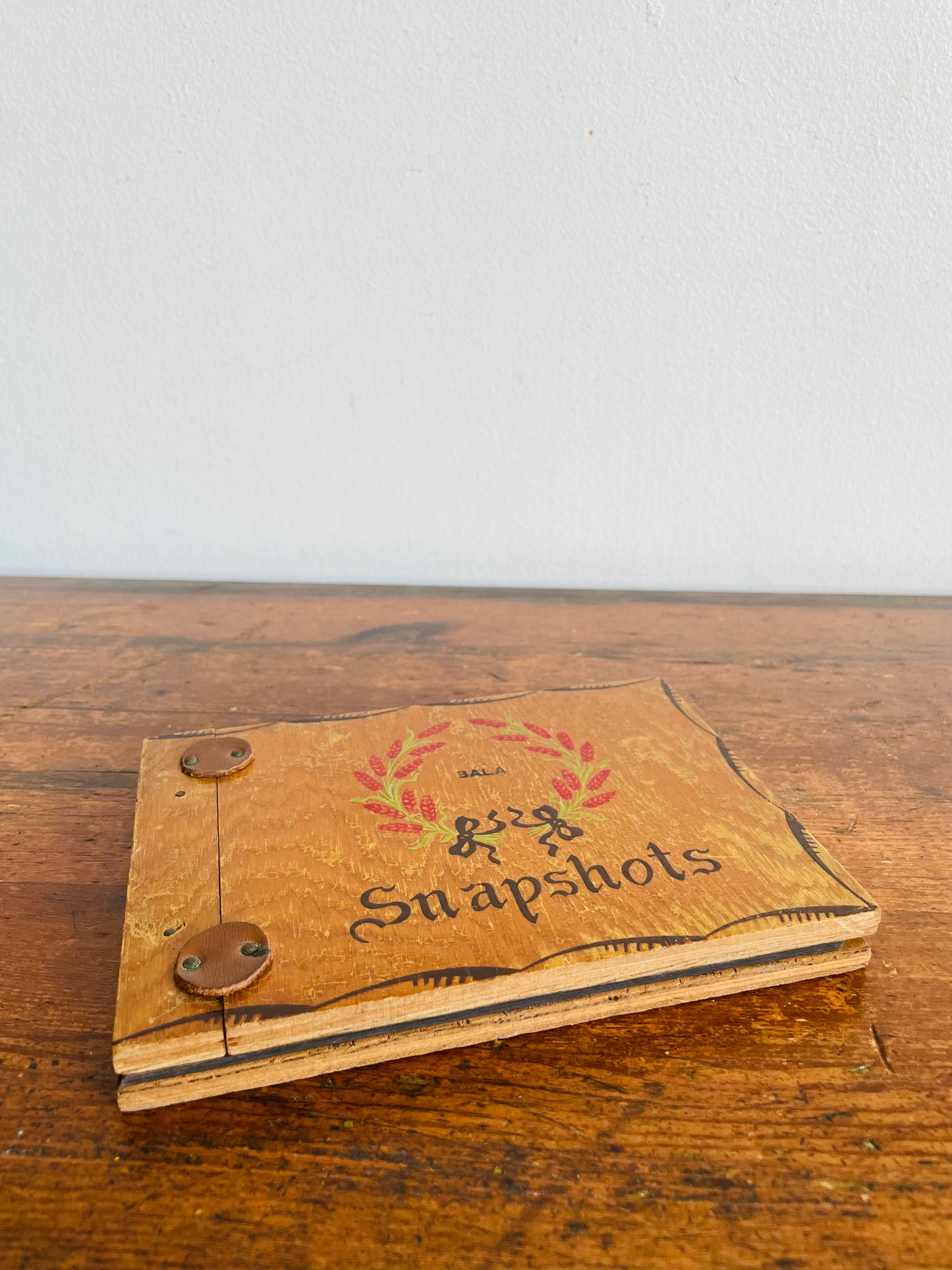 Vintage Wood Photo Album with Unused Black Blank Pages Inside - Snapshots - Souvenir from Bala, Ontario