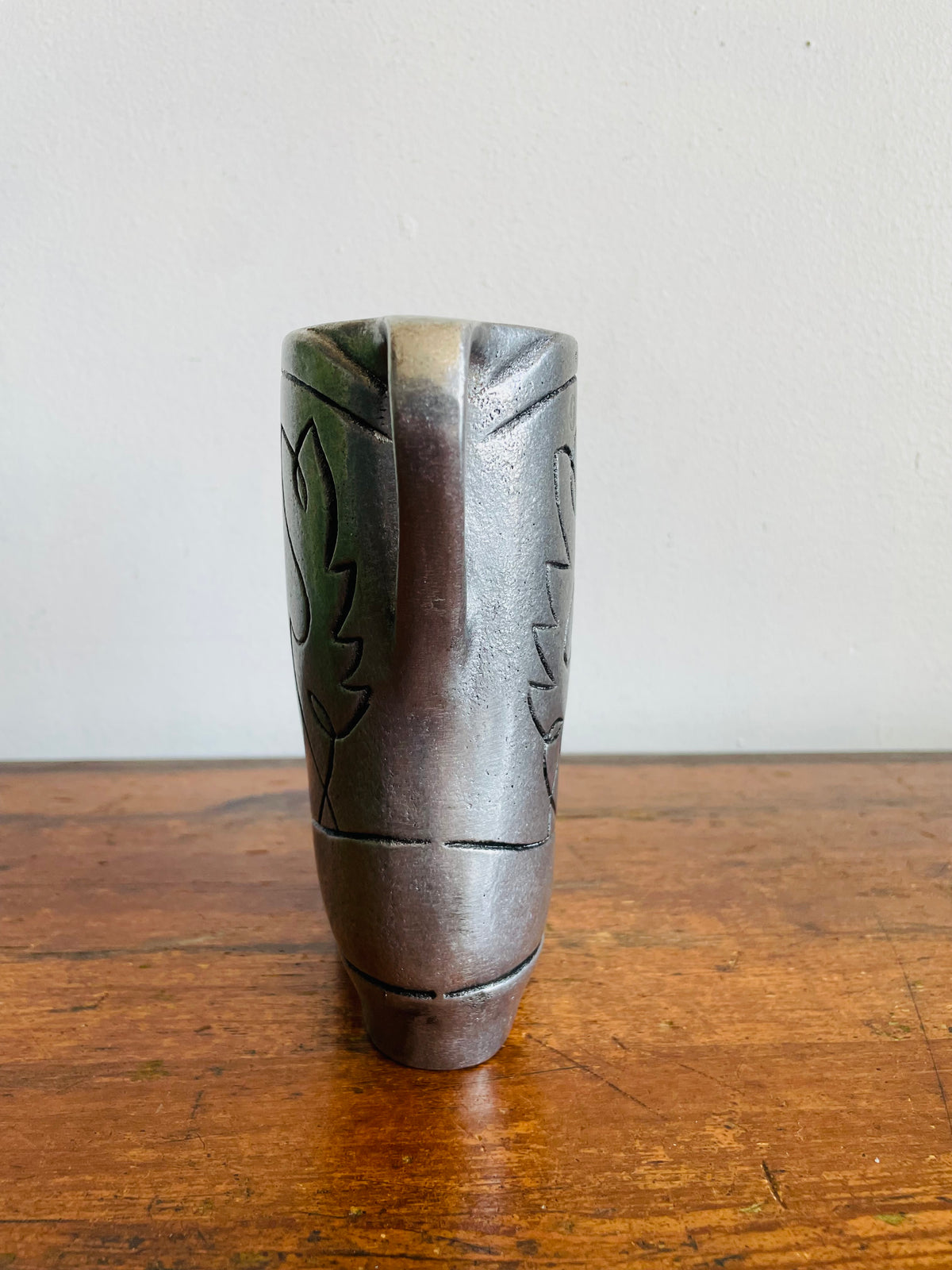 Vintage Metal Wilton Armetale Breakin' The Noggin Equestrian Western Cowboy Boot Novelty Beer Mug Stein, Pitcher, Makeup Brush Holder, Vase, Etc.
