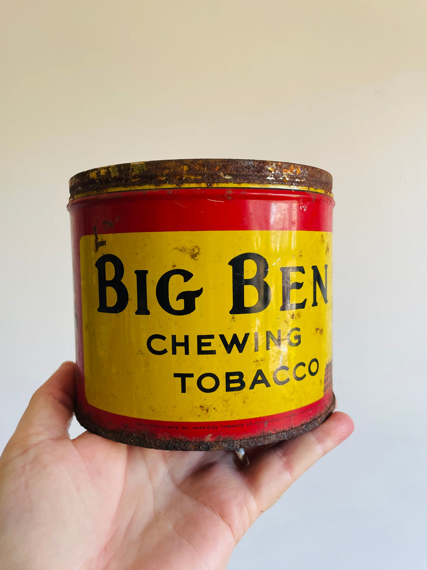 Big Ben Plug Chewing Tobacco Advertising Tin - Manufactured by Imperial Tobacco Co. of Canada Limited Montreal-Granby