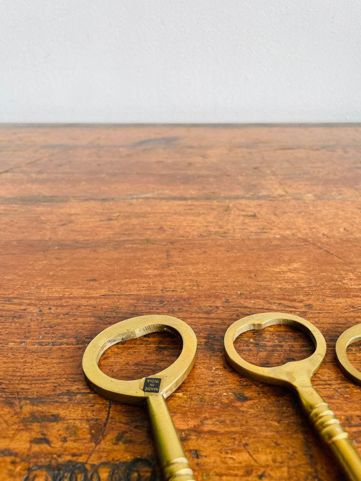 Vintage Collection of Solid Brass Skeleton Keys - Set of 5 - Made in India