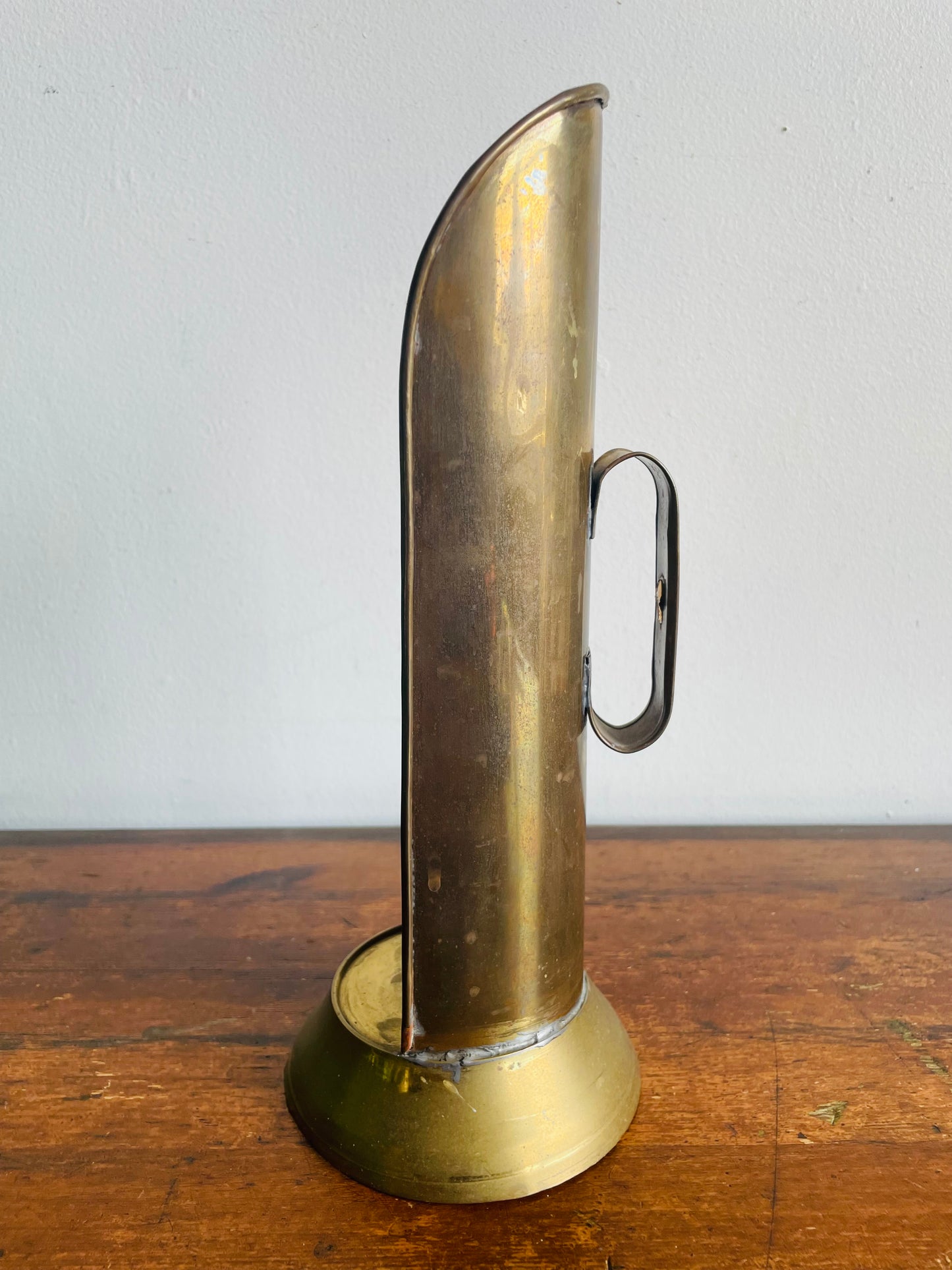 Vintage Brass Candle Holder Reflector Sconce - Handle on Back - Can Stand or Hang on Wall - Made in India