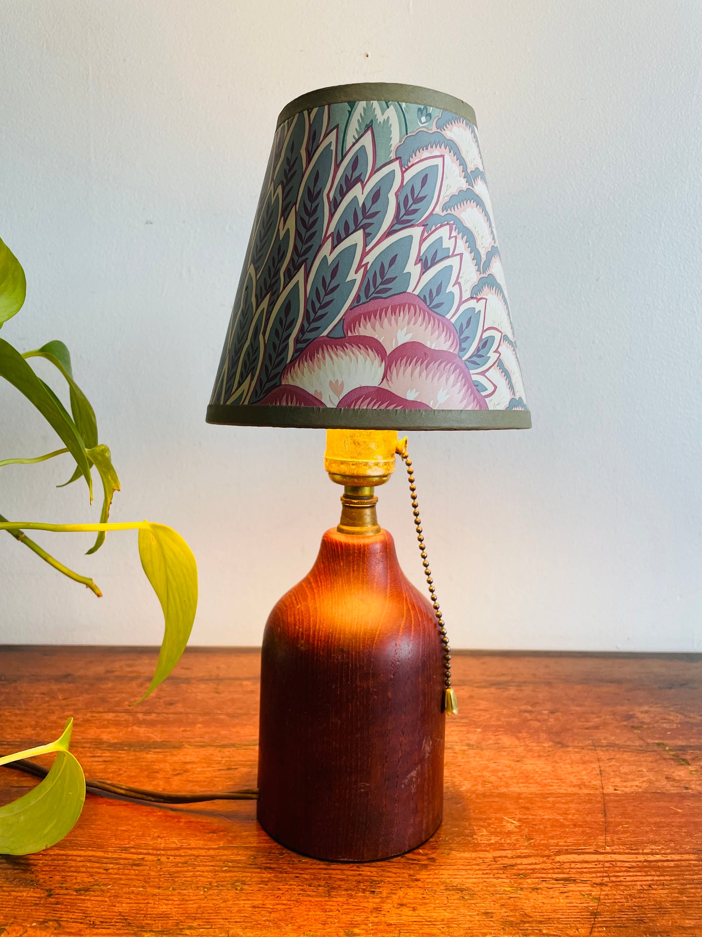 Small Mid-Century Modern Teak Wood Table Lamp