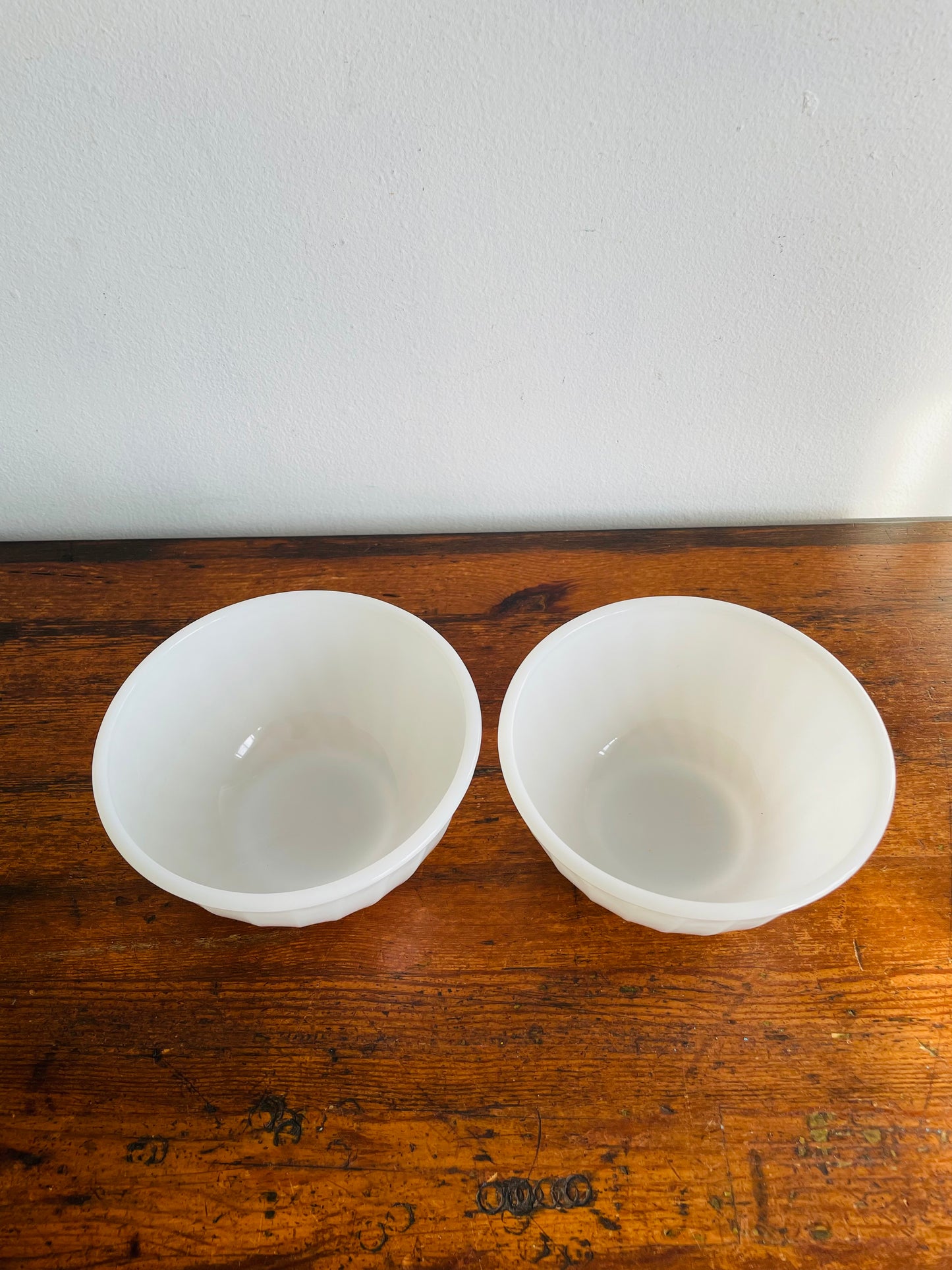 Fire King Oven Ware Swirl Milk Glass Bowls - Made in USA - Set of 2