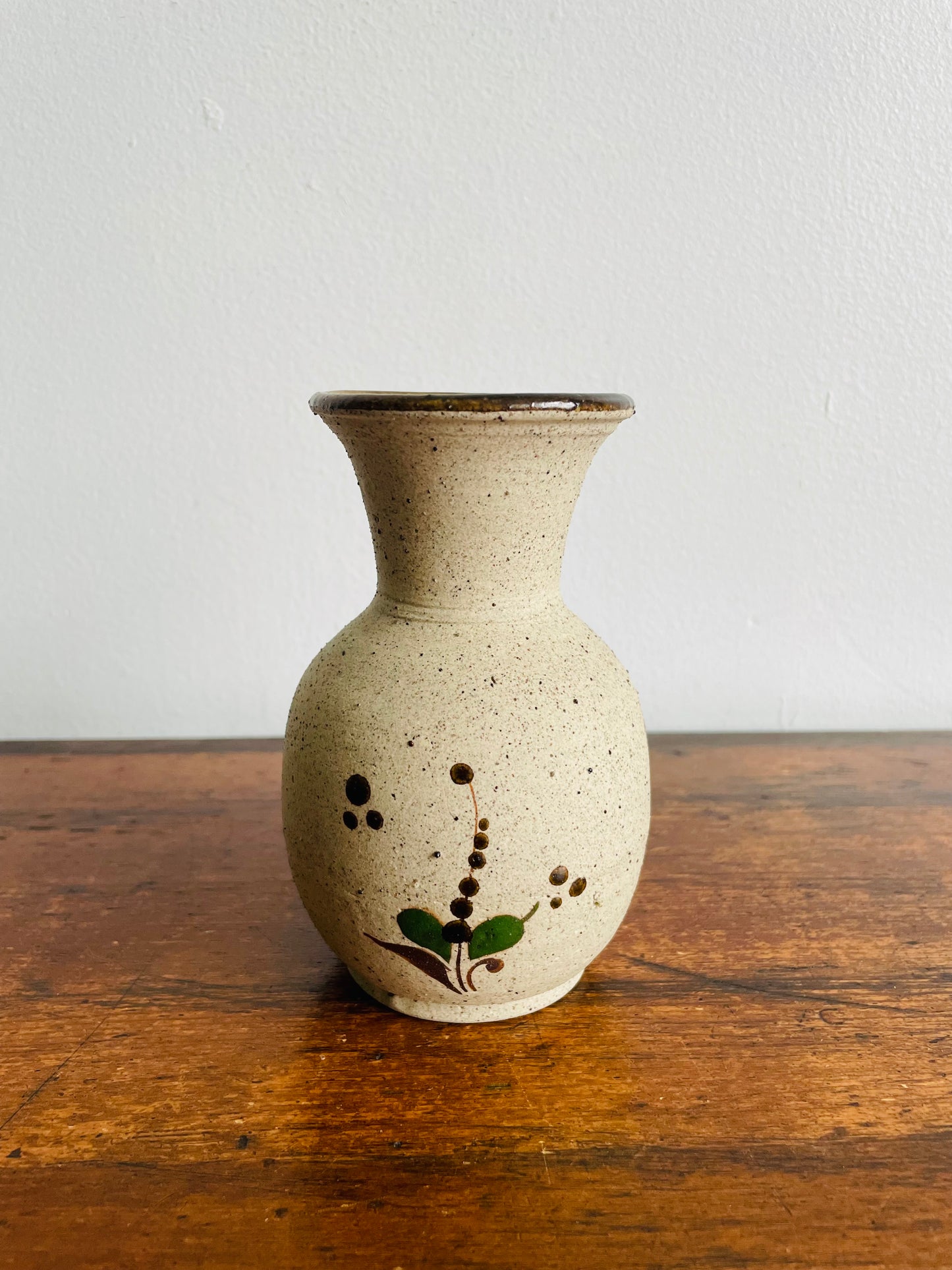 Signed Mexican Tonala Pottery Vase with Folk Art Bird Design