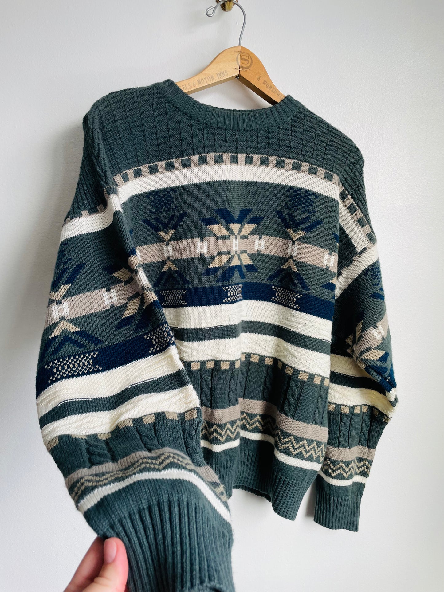 Northwest Territory Knit Sweater with Snowflake Design - Size Medium - Made in Bulgaria