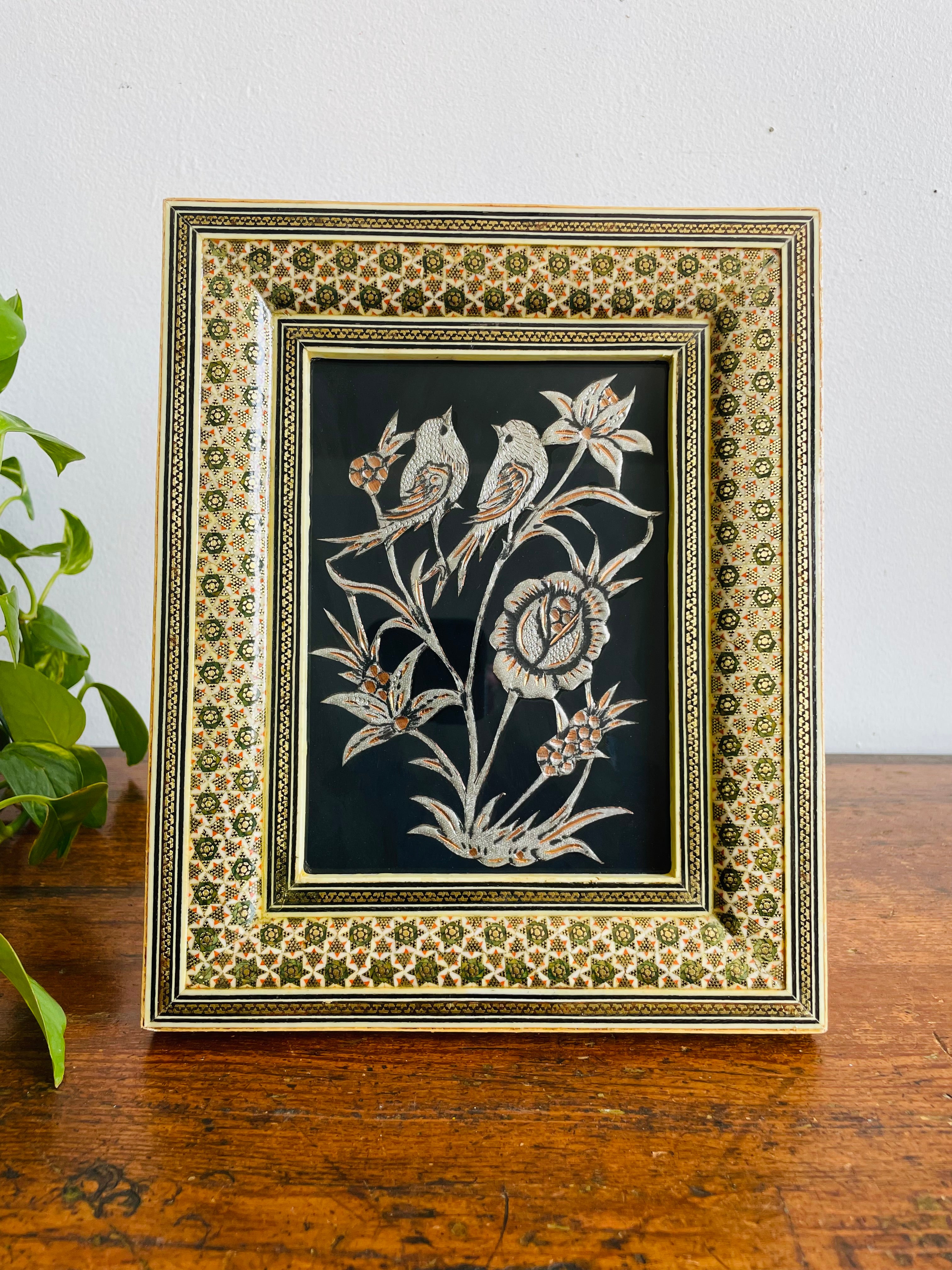 Vintage Persian Khatam Kari Marquetry Frame with Handcrafted