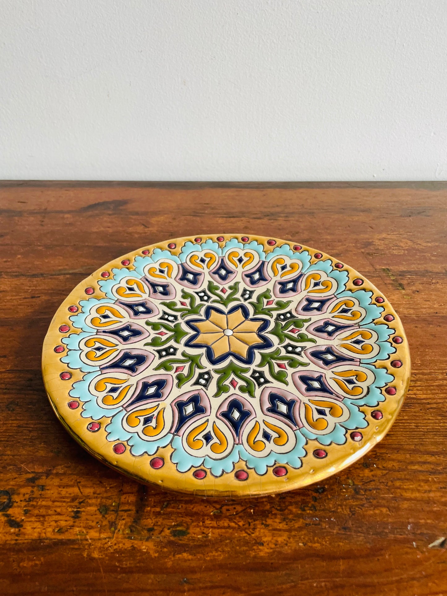 Handmade Wall Hanging Plate - Ceramicas Sevilla Spain Limited Editions - Decorated with 24 Karat Gold & Enamel