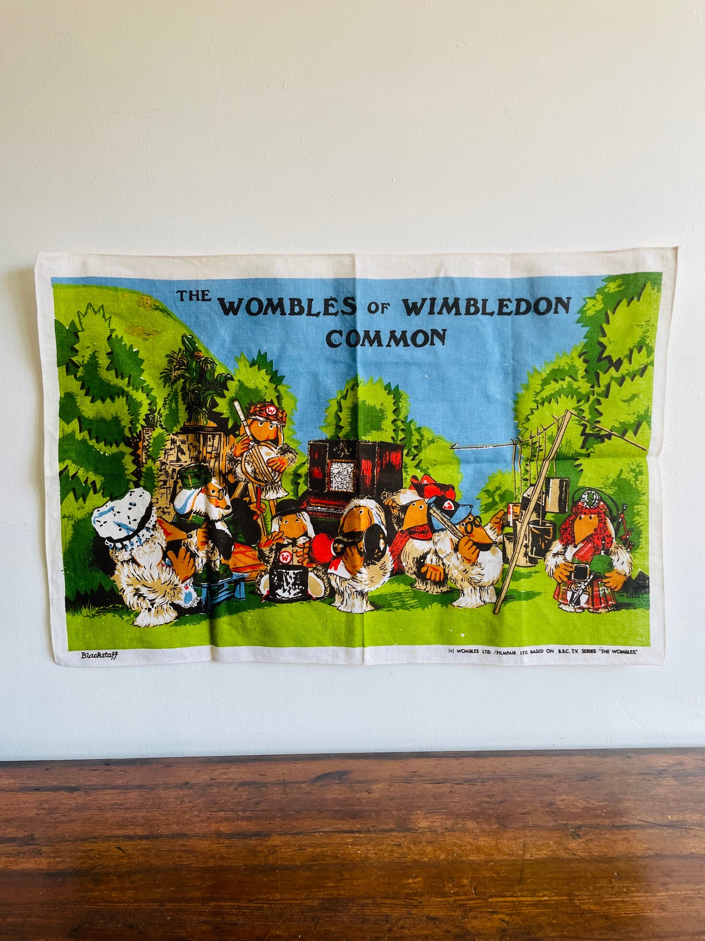 Brand New Vintage Blackstaff Linen Tea Towel - The Wombles of Wimbledon Common - Based on BBC TV Series "The Wombles"