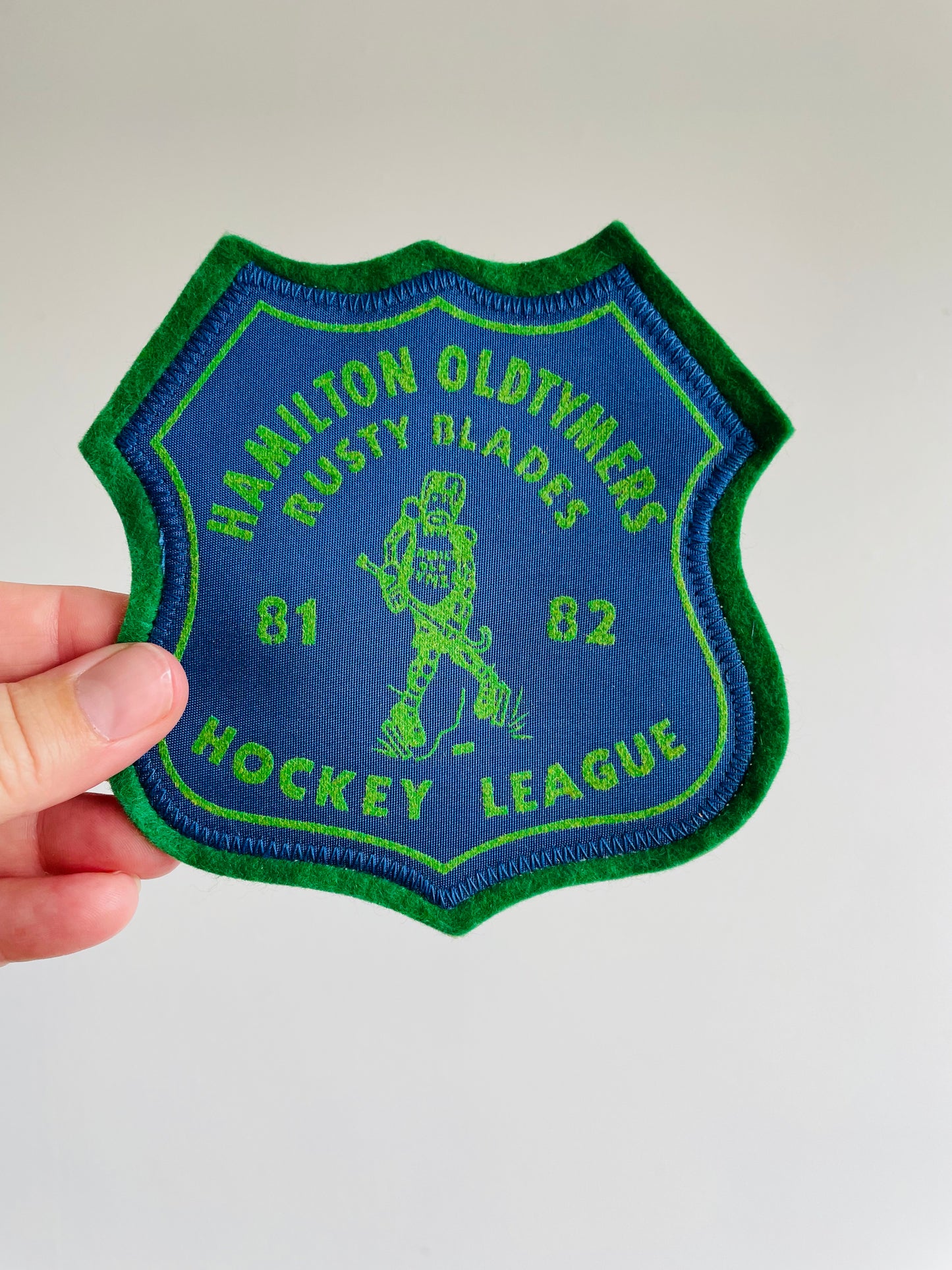 Vintage Felt Hockey Patch - 1981 / 1982 Rusty Blades Hamilton Oldtymers Hockey League #1