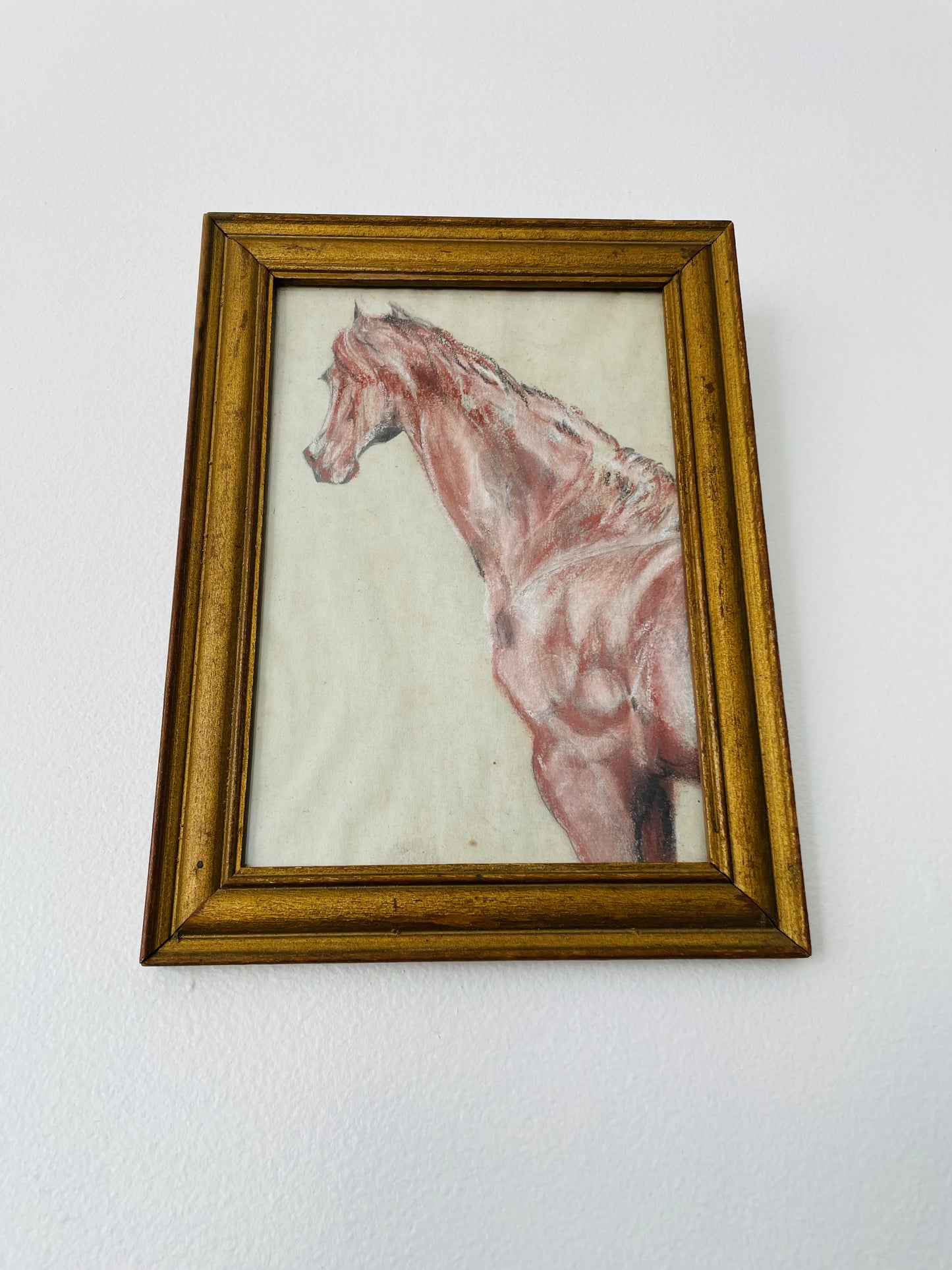 Original Art Framed Pastel Sketch of Horse