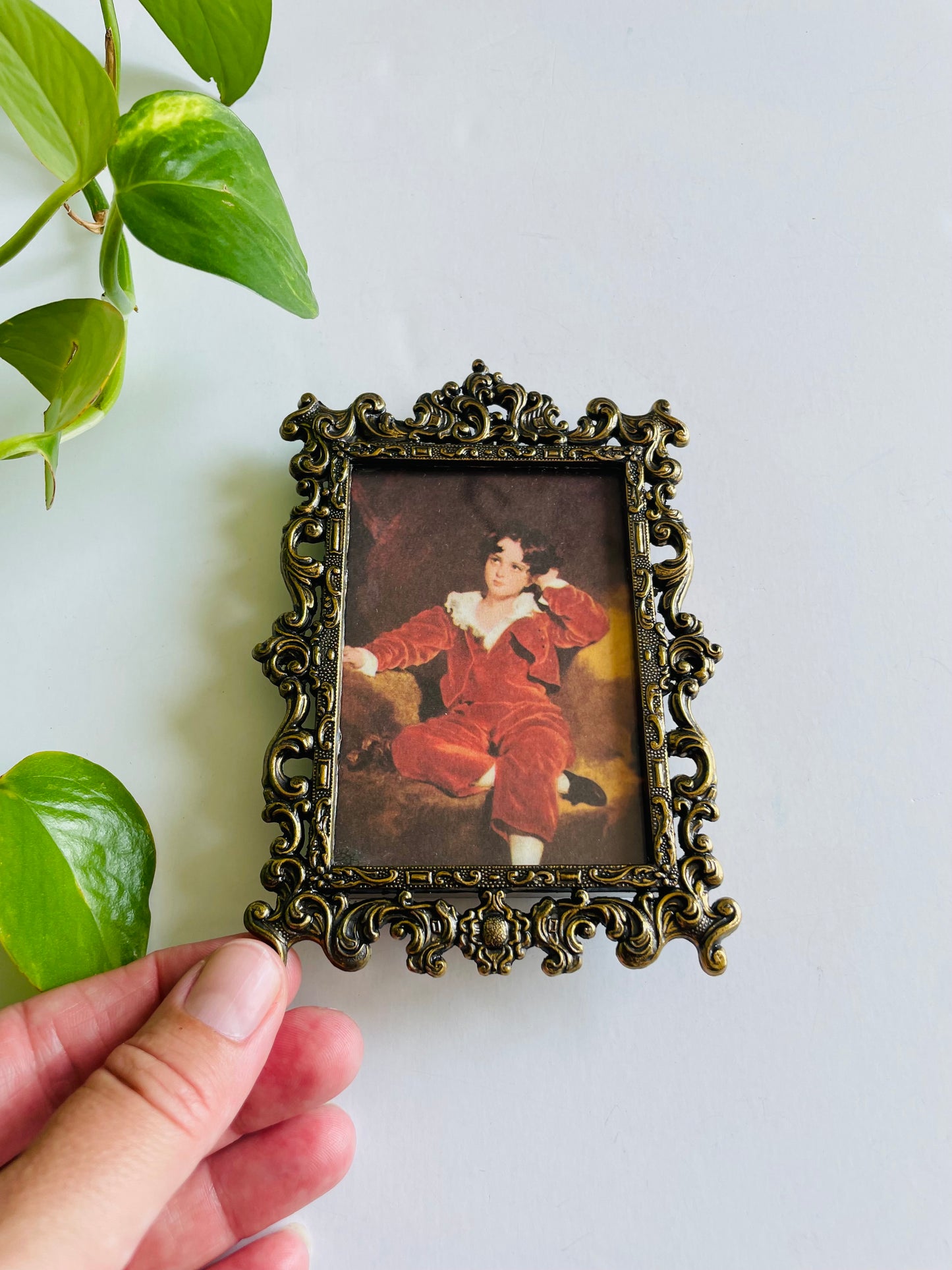 Vintage Ornate Brass Picture Frame with Print of The Red Boy (Master Lambton) by Sir Thomas Lawrence - Made in Italy