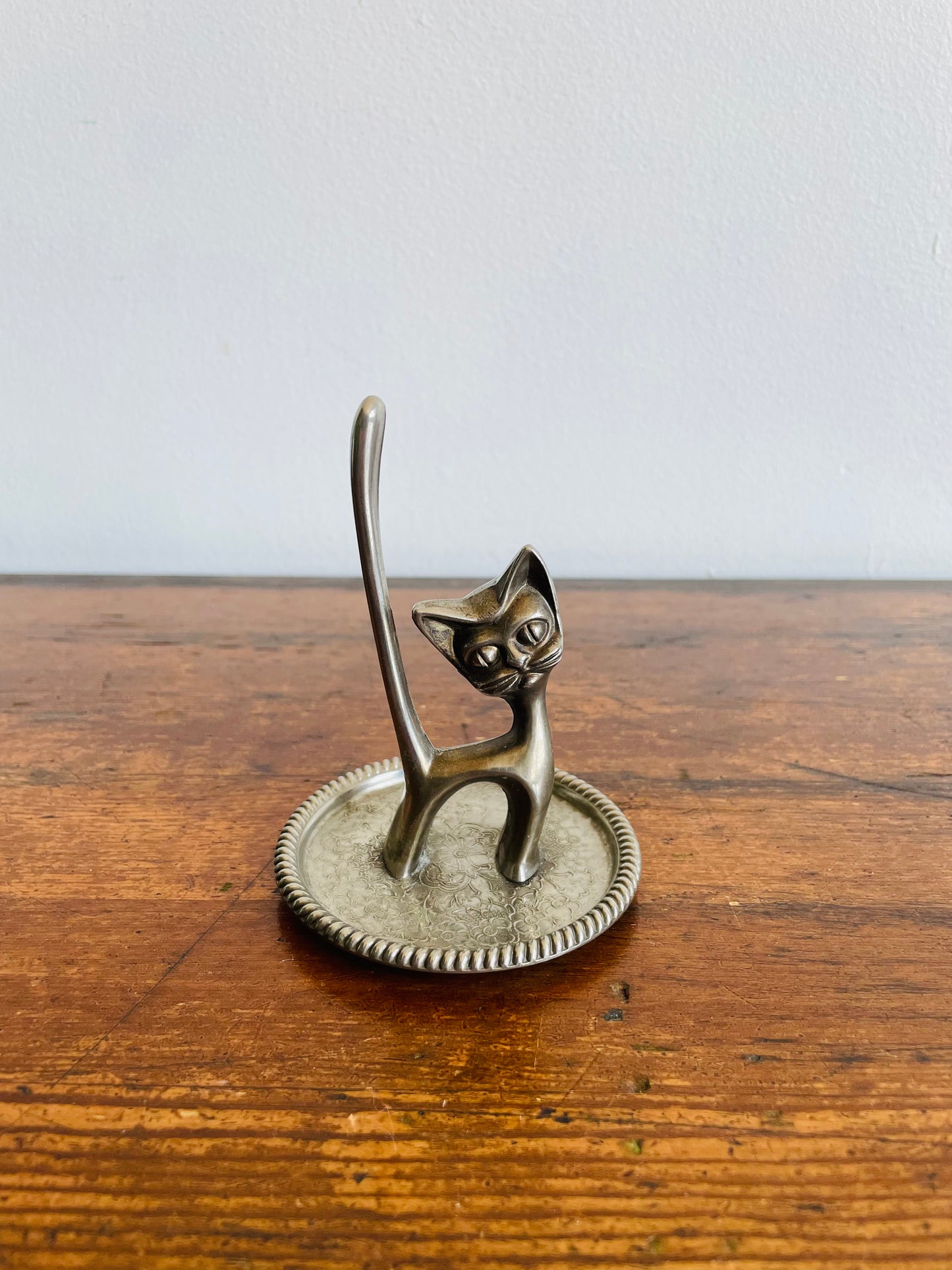 Seba Silver Plated Cat Ring Holder & Jewellery Dish - Made in England